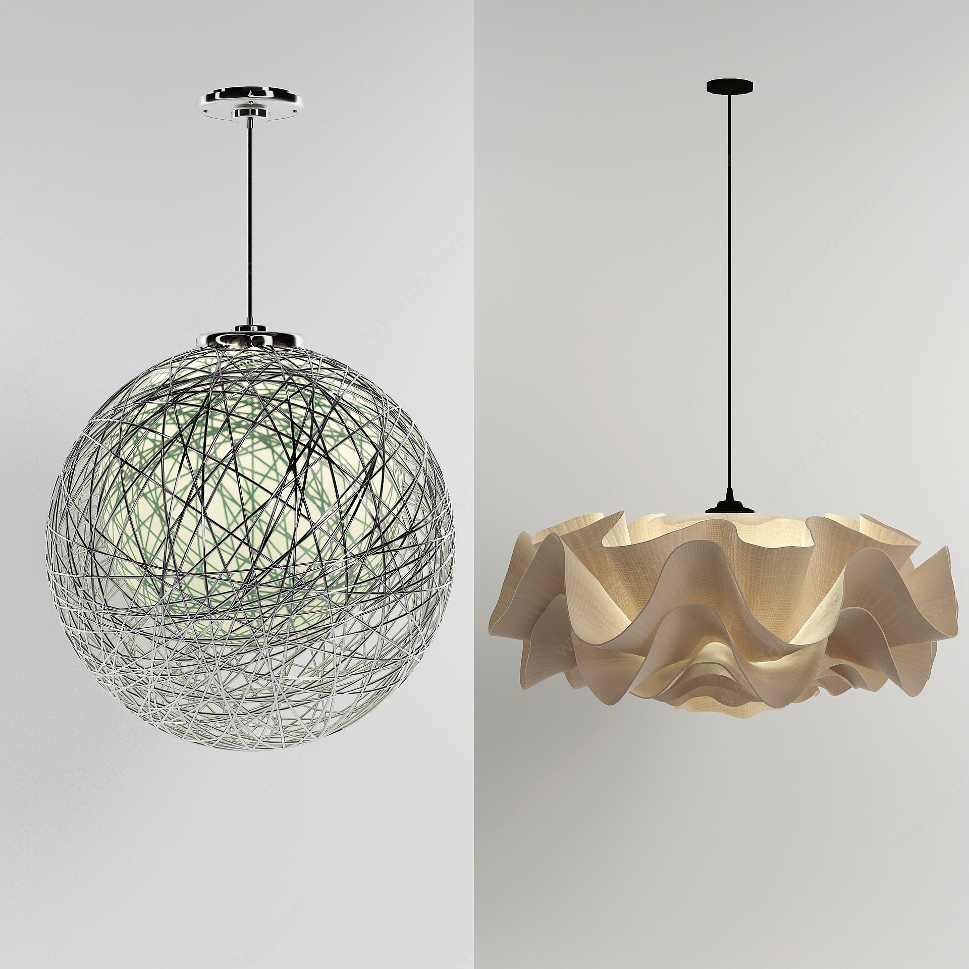 北欧金属镂空个性吊灯3D模型