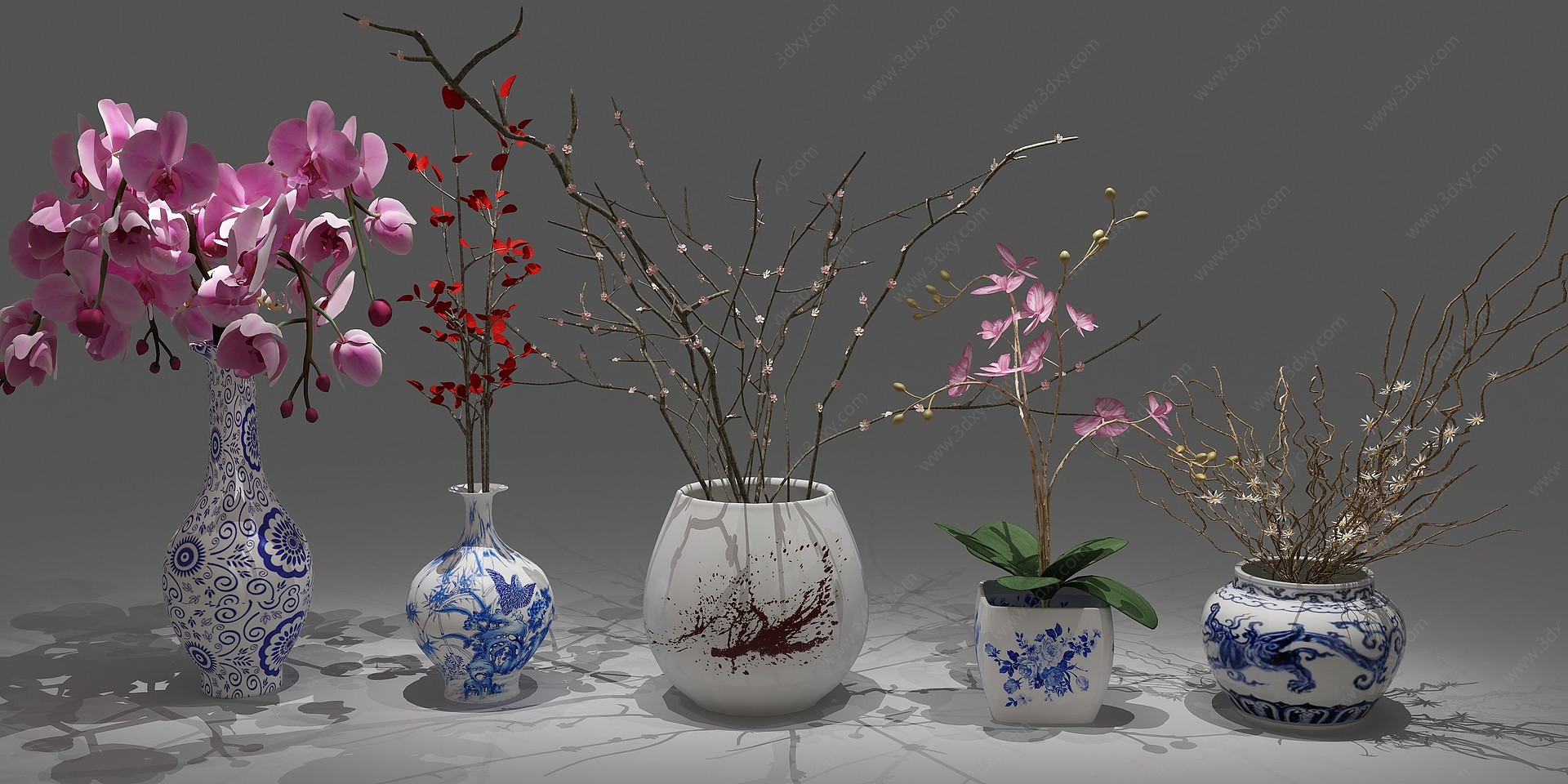现代植物盆栽花瓶花卉3D模型