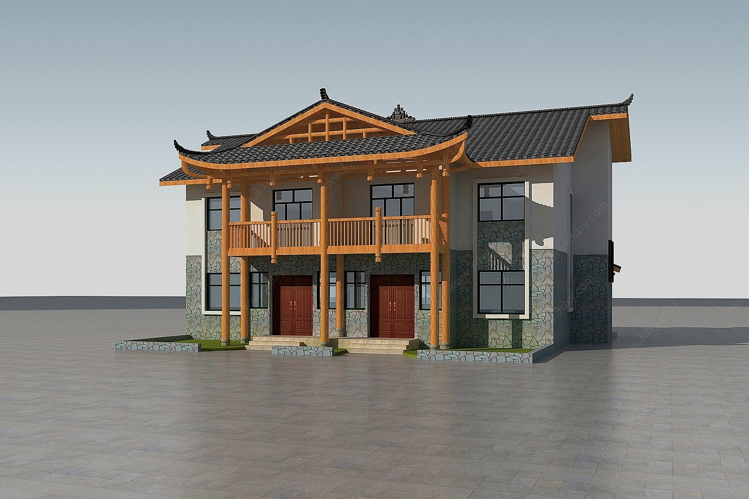 中式新农村农房别墅独栋3D模型