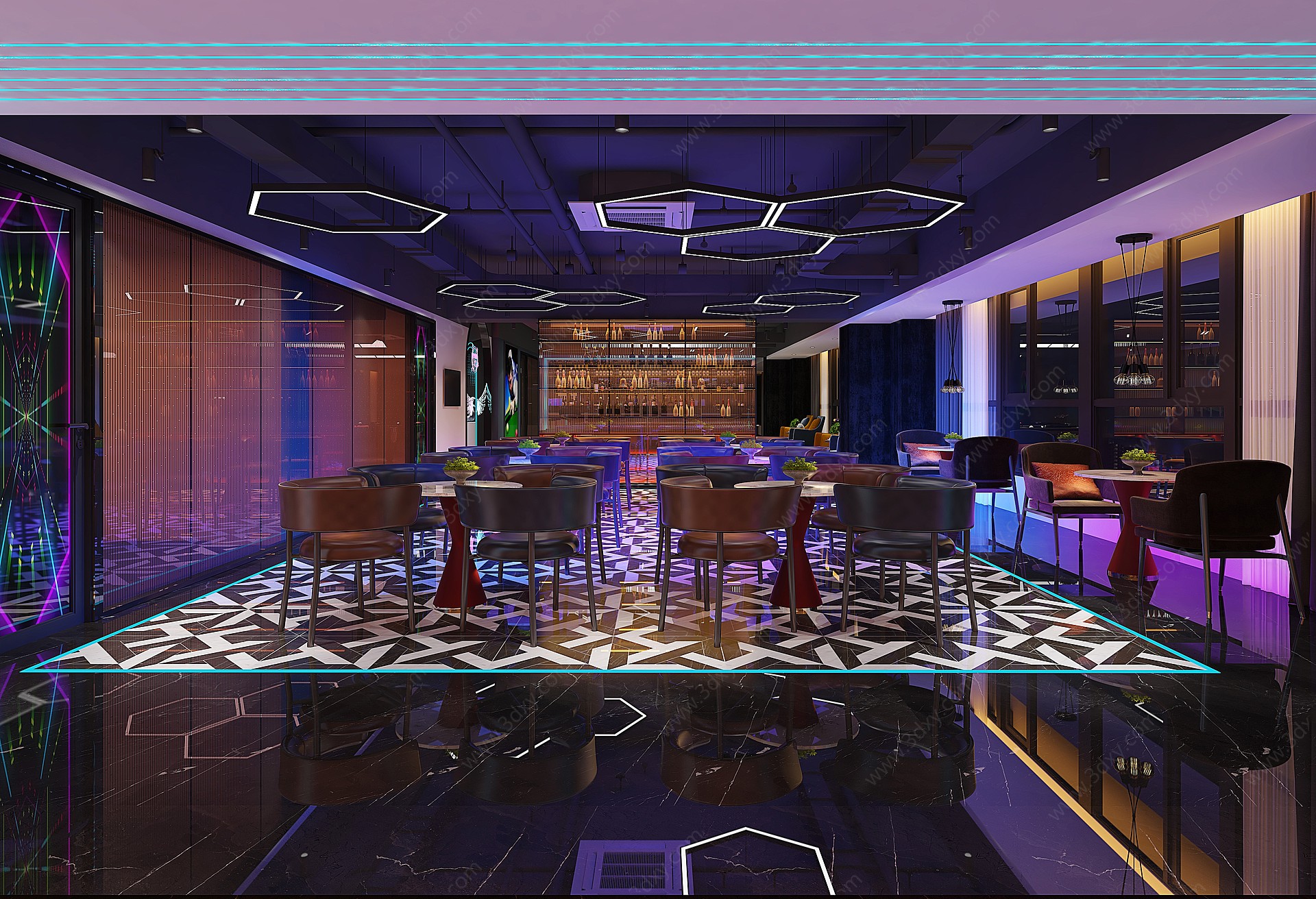 工业风酒吧娱乐空间3D模型