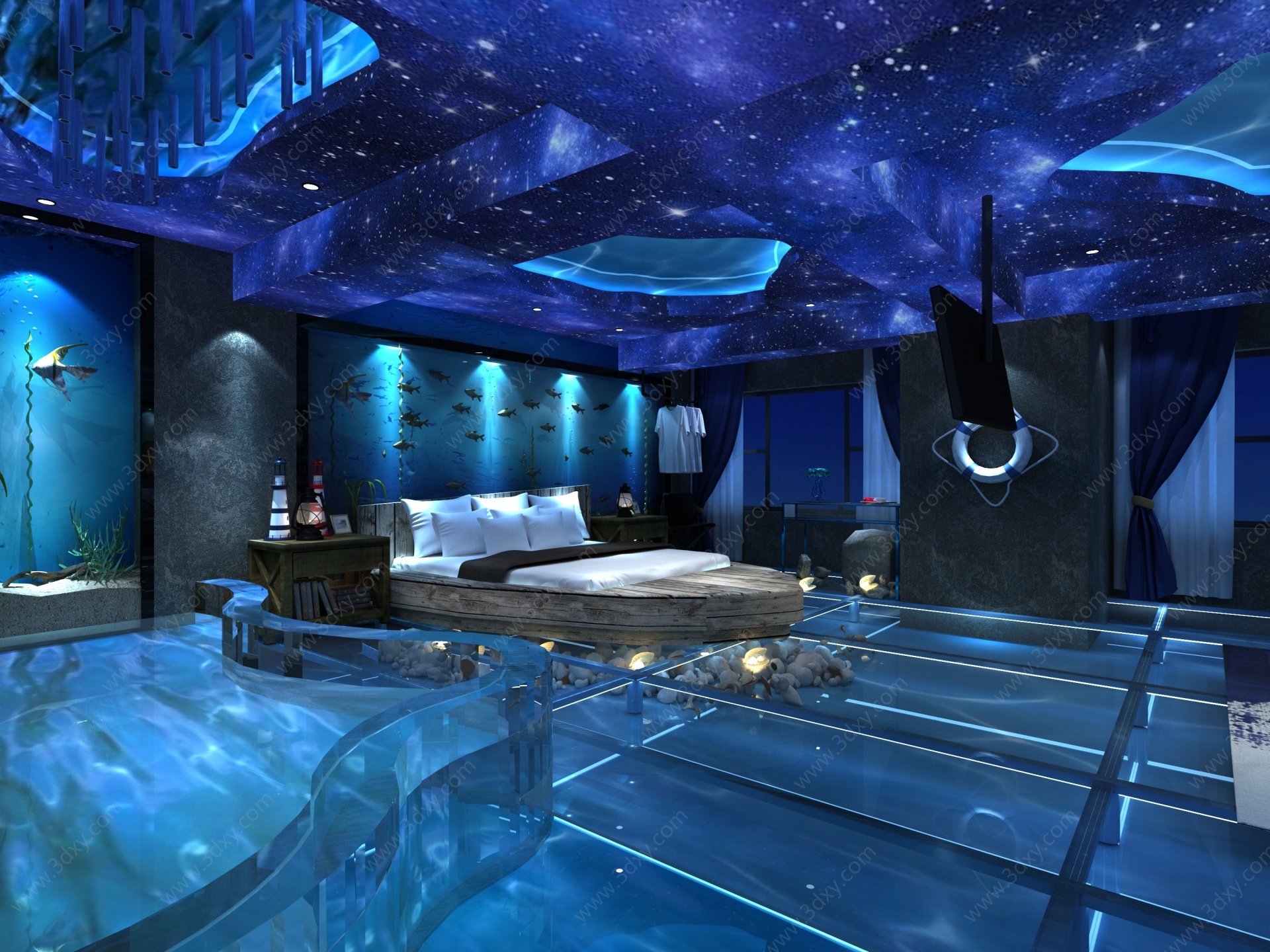 现代时尚酒店主题海洋房3D模型