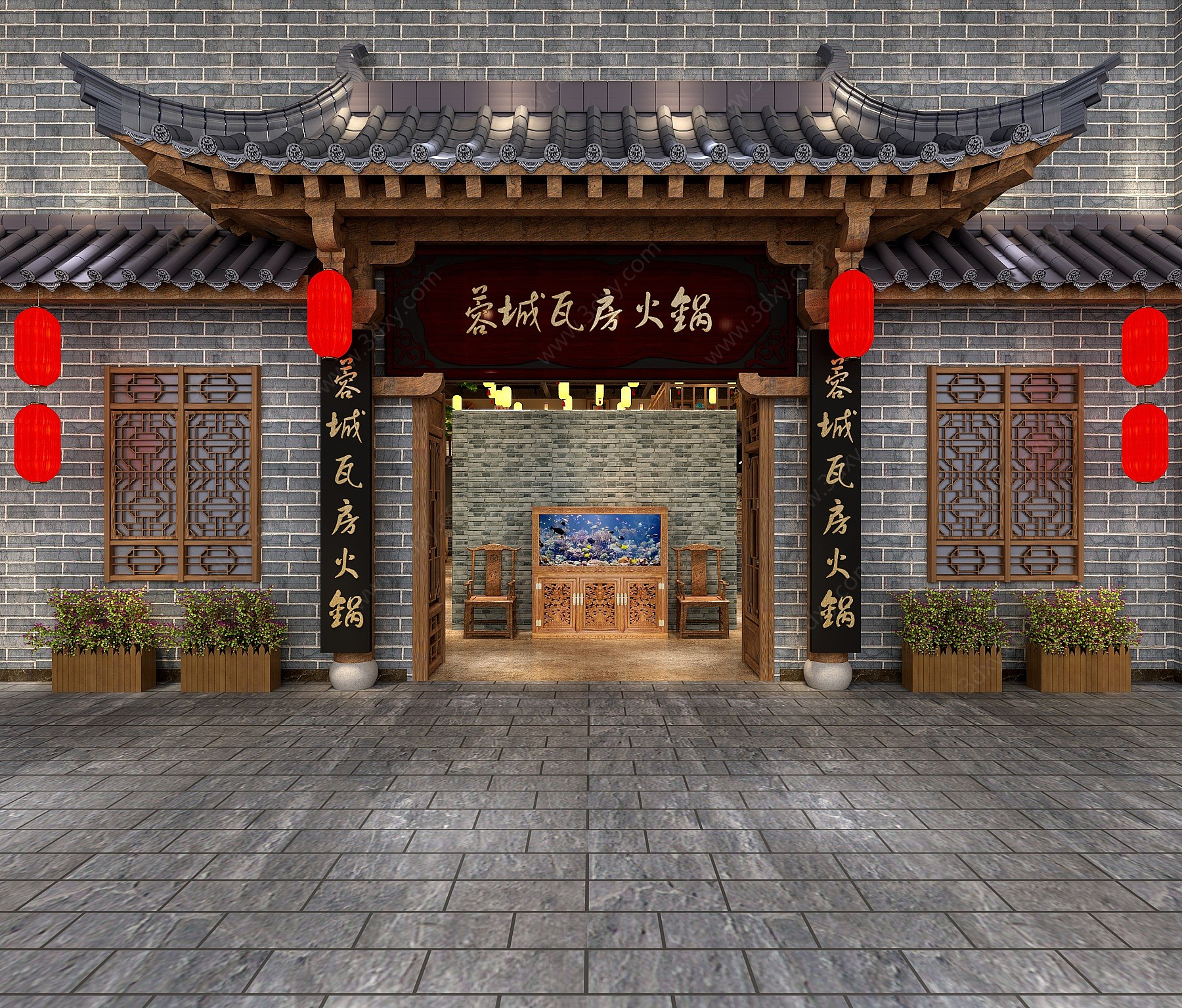 中式风格餐馆3D模型