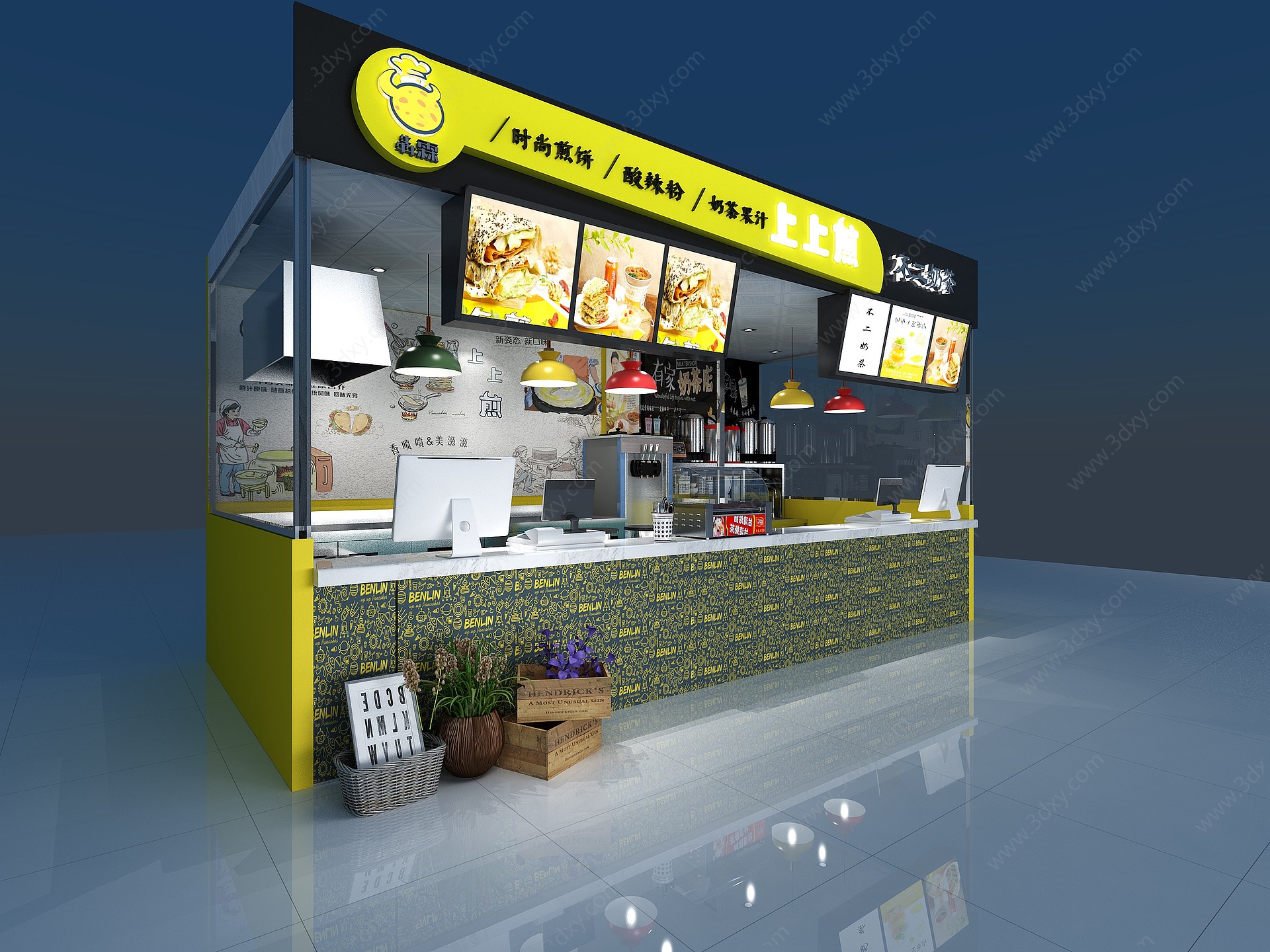 现代煎饼店快餐店3D模型