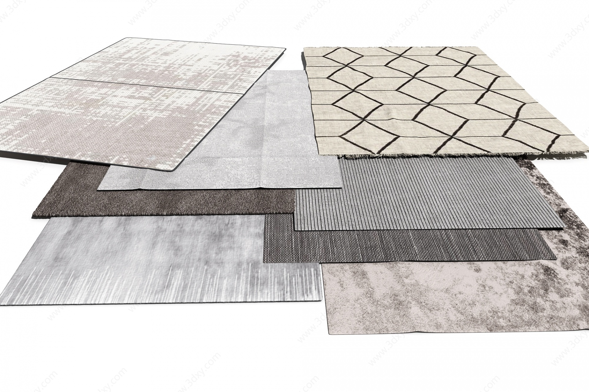 新中式地毯组合3D模型