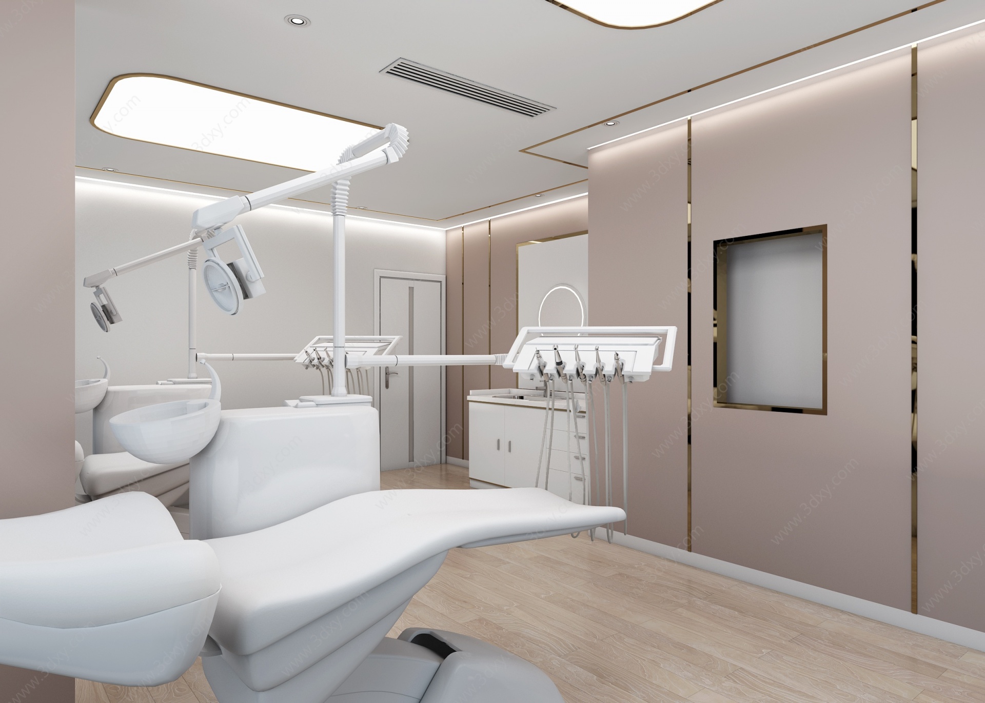 现代牙科诊室牙床洗手台3D模型