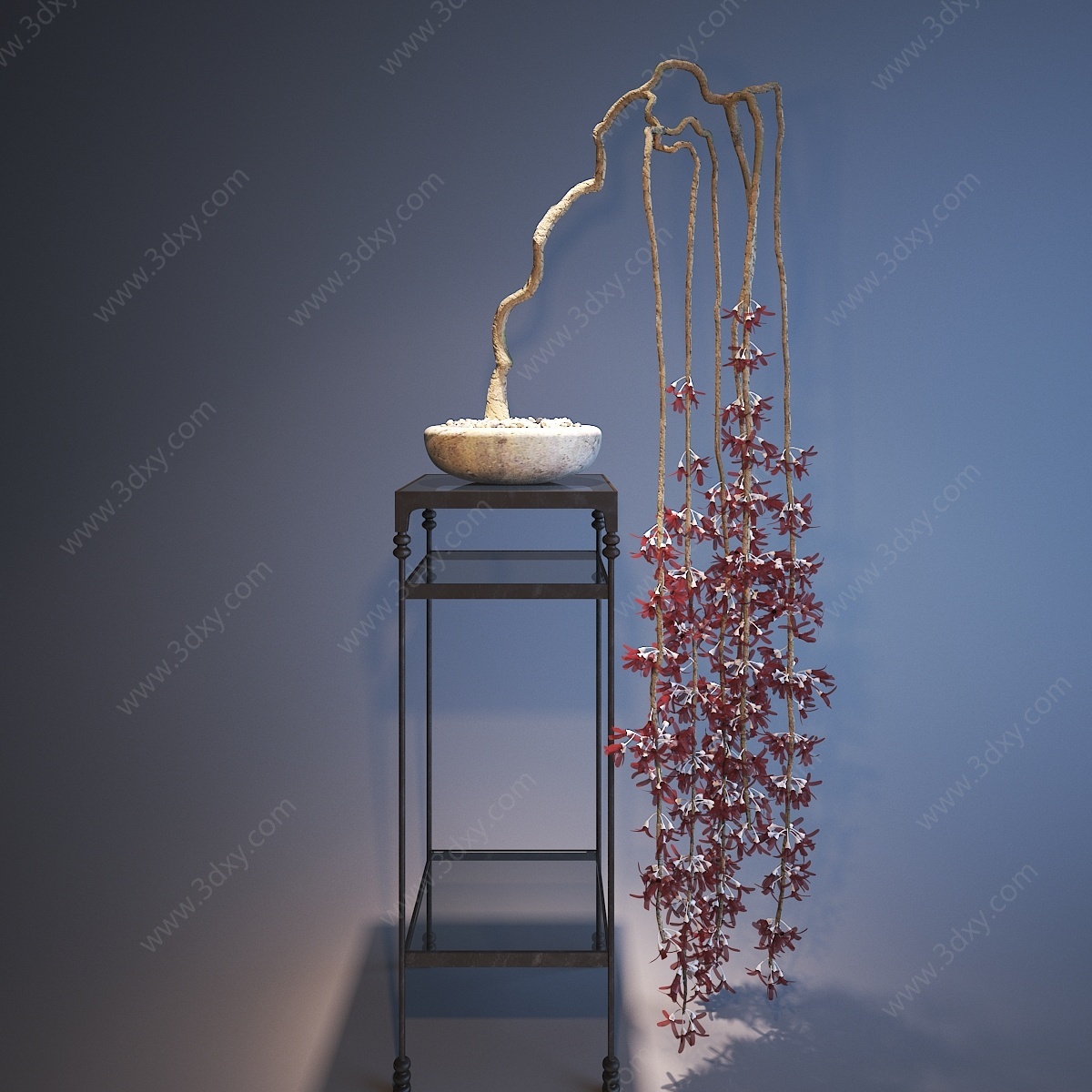 中式摆设品中式植物花盆栽3D模型