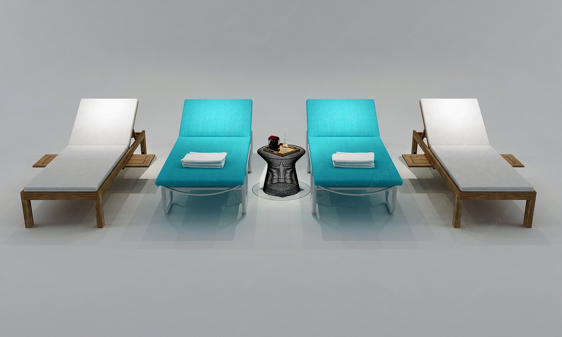 现代公共躺椅公共休息椅3D模型