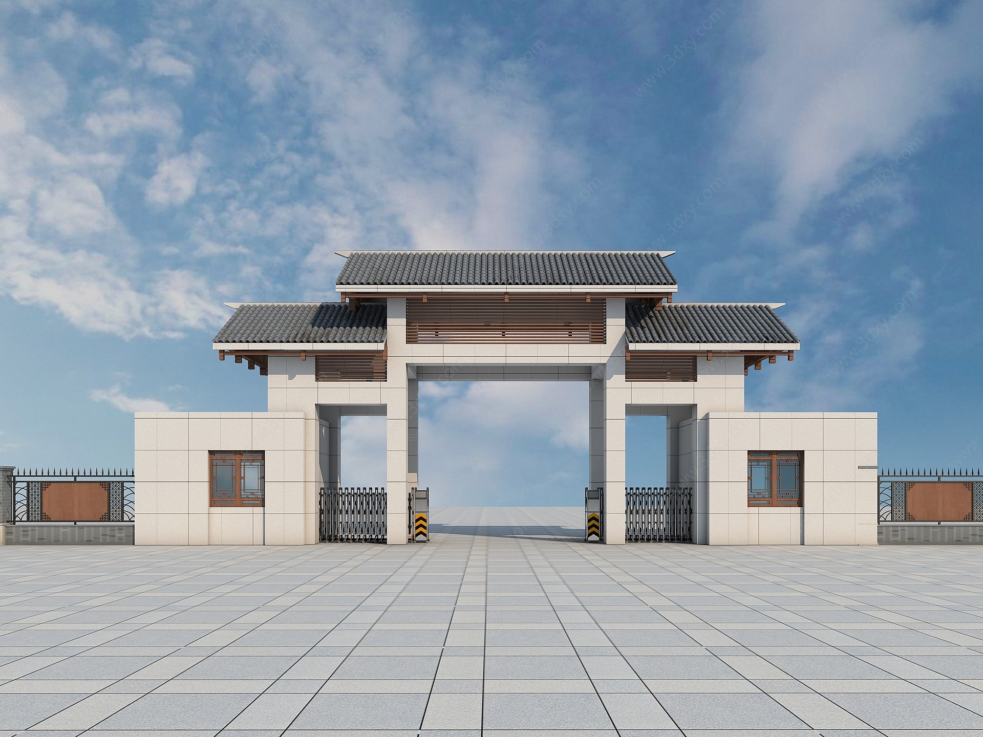 中式景观大门入口3D模型