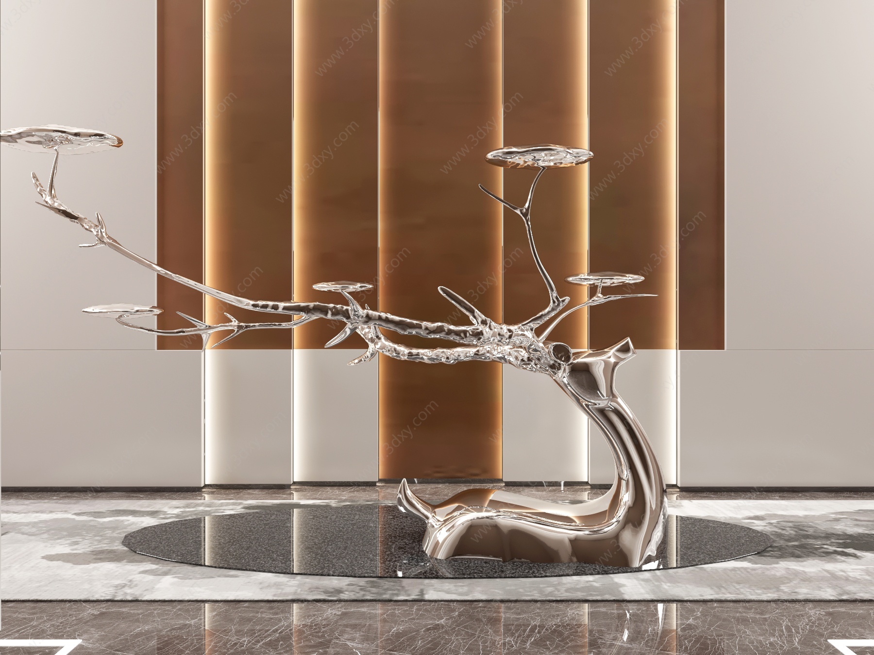 现代麋鹿雕塑3D模型