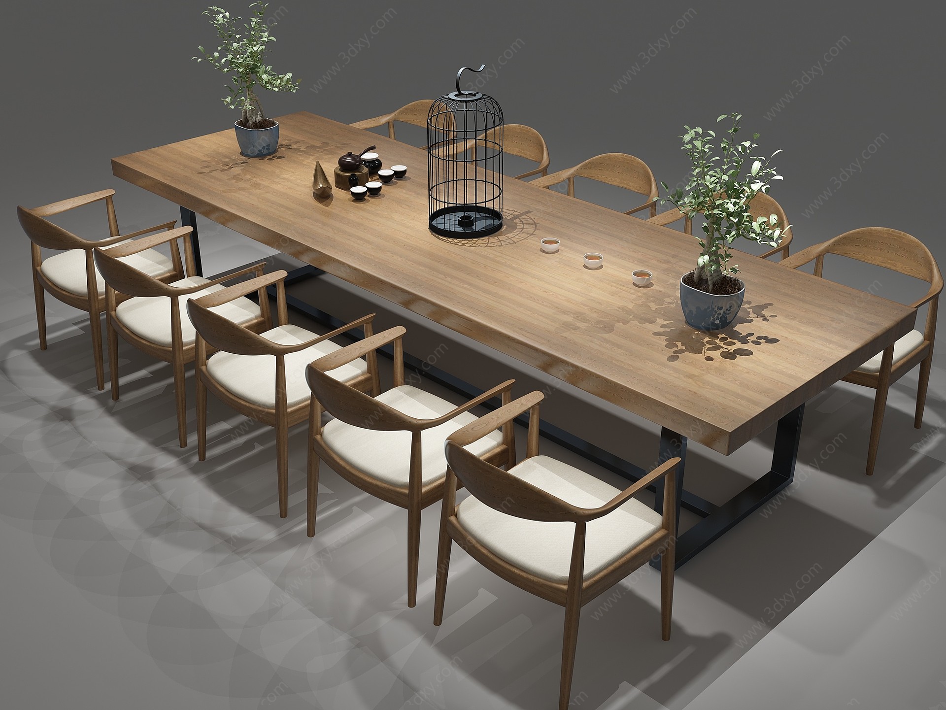 中式茶桌茶桌椅休闲椅3D模型