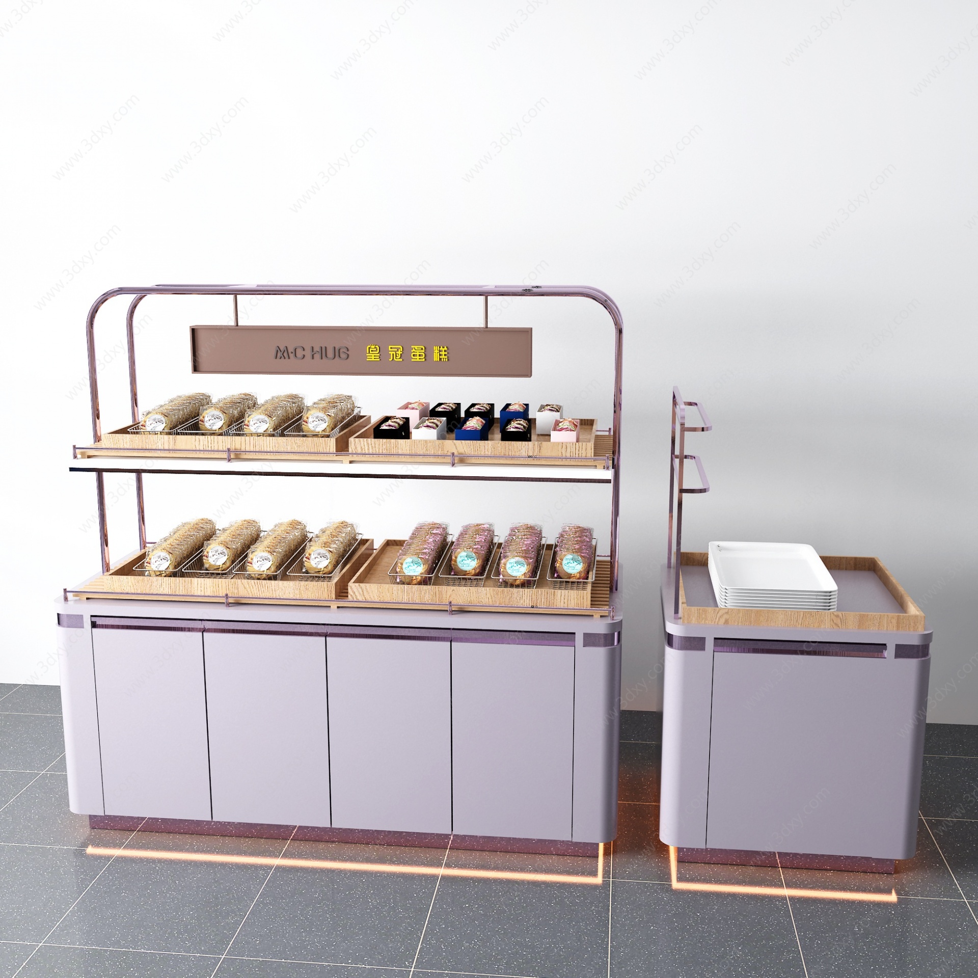 现代蛋糕柜货架3D模型