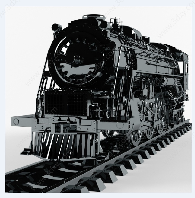 经典黑色火车头3D模型