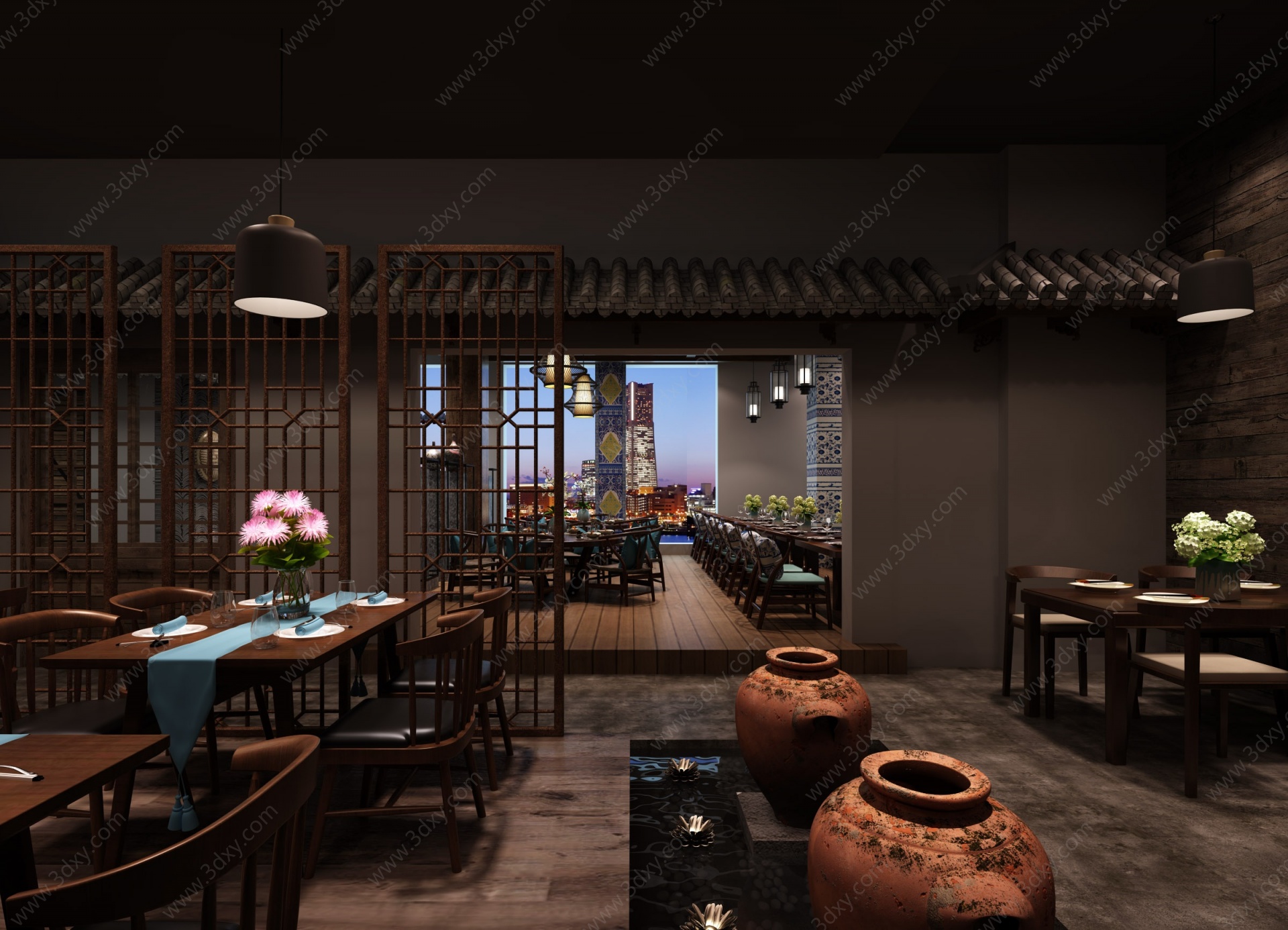 新中式古窑餐厅3D模型
