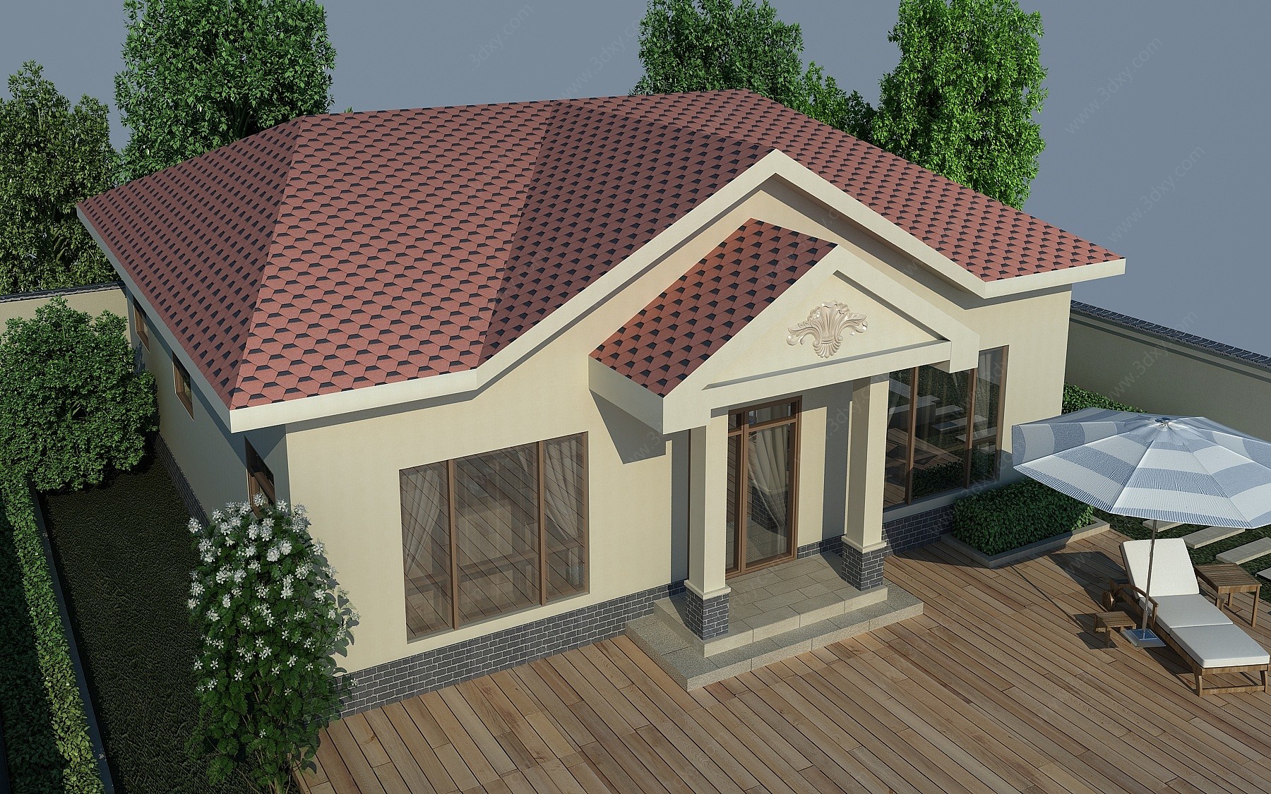 新中式简欧风格别墅3D模型