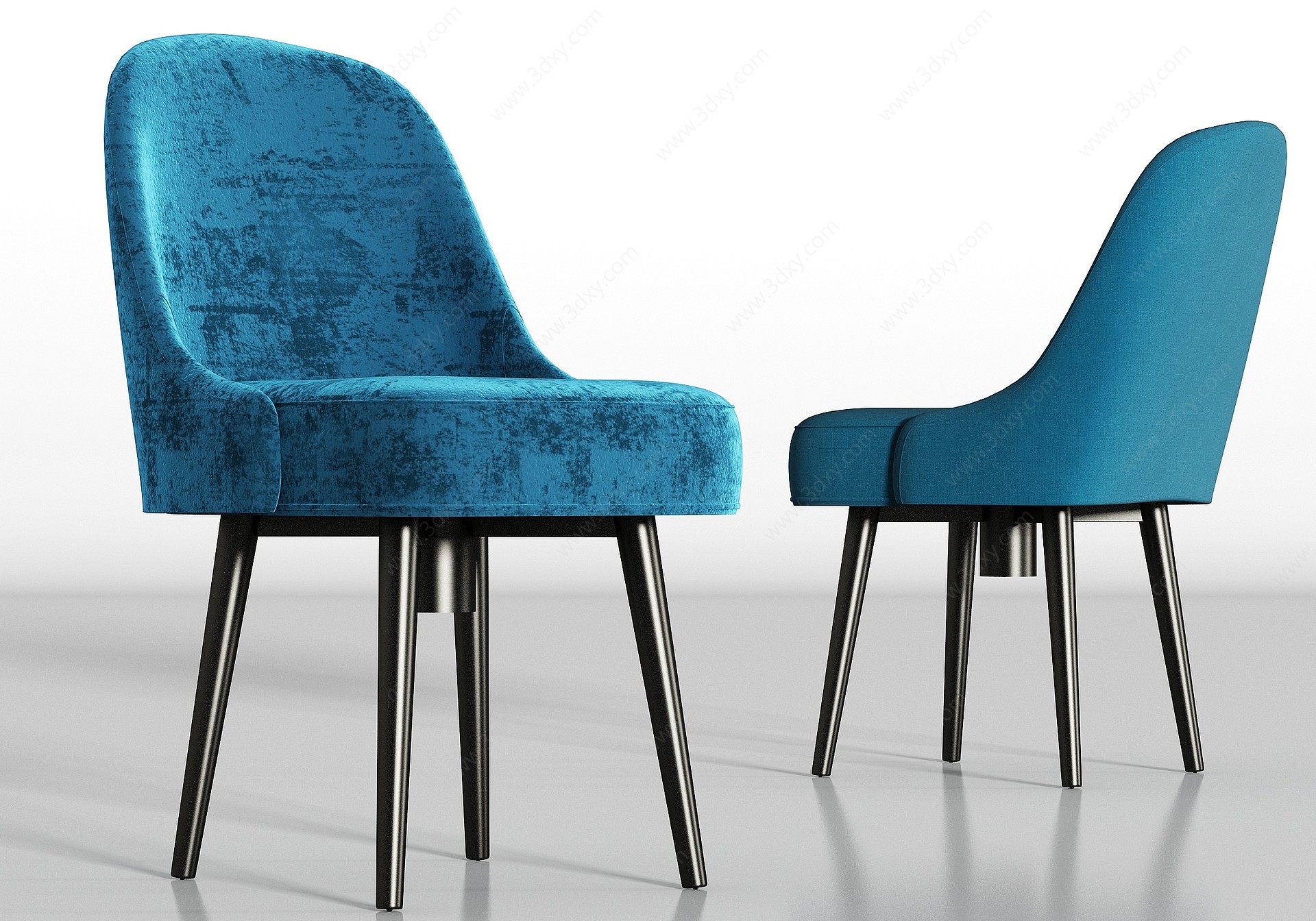 现代休闲金属绒布单椅组合3D模型