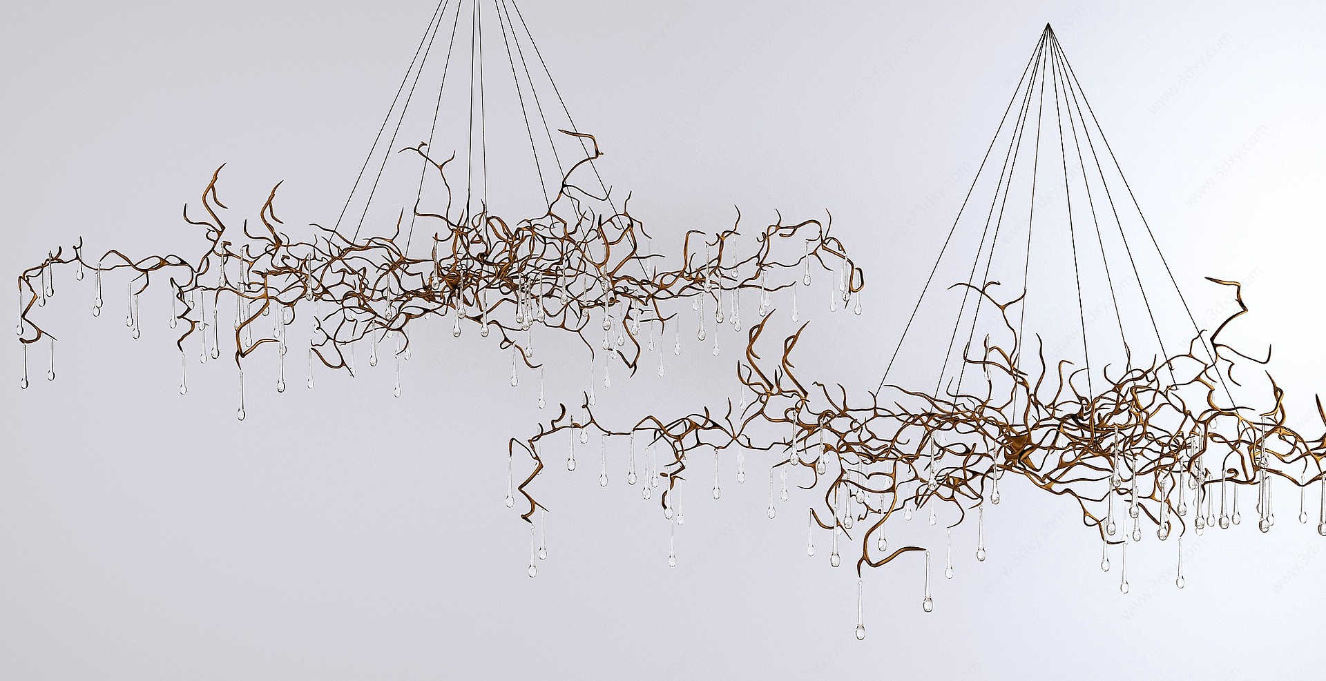 异形树枝金属吊灯3D模型