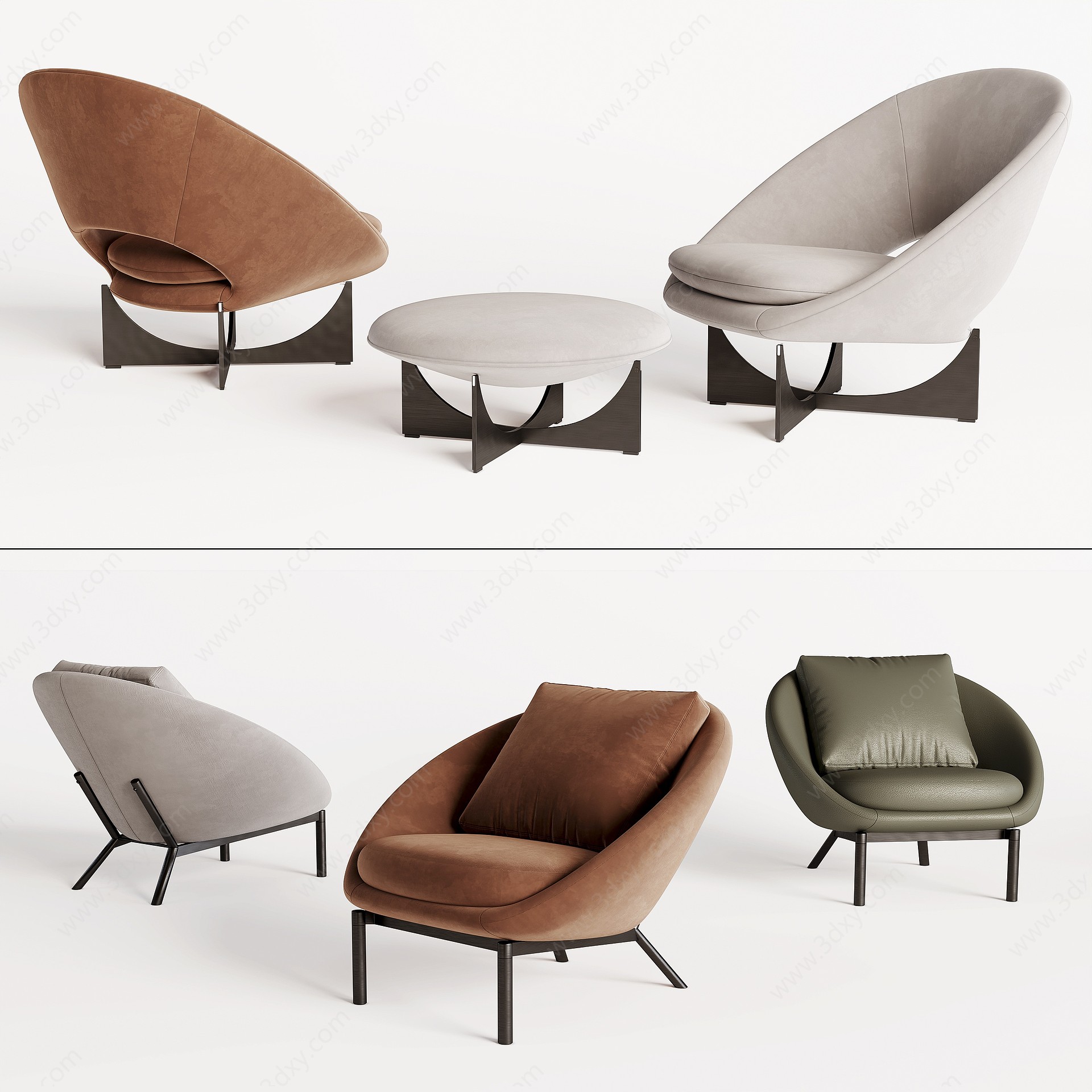 米洛提现代休闲椅组合3D模型