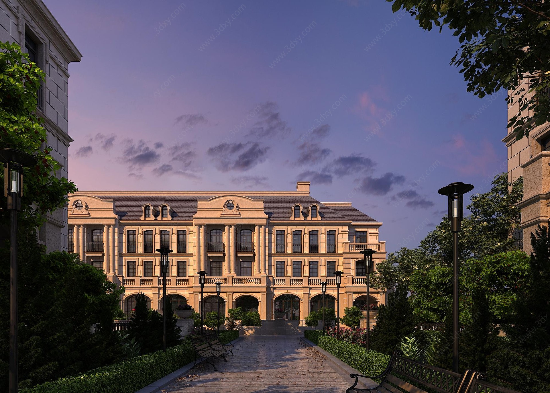 欧式古典欧式别墅会所洋房3D模型