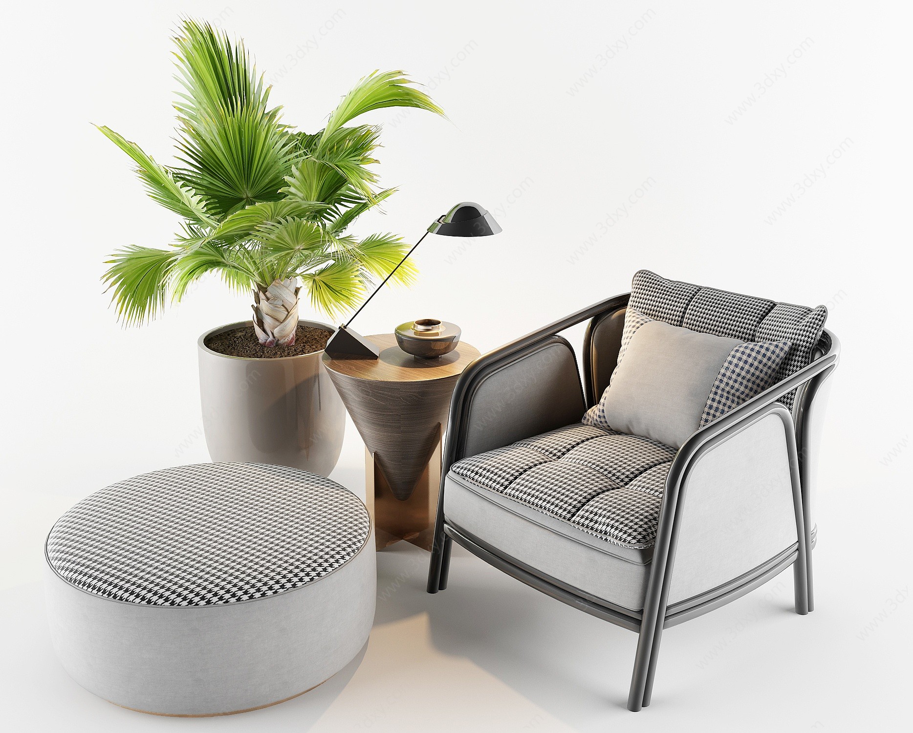 新中式休闲单人休闲沙发3D模型