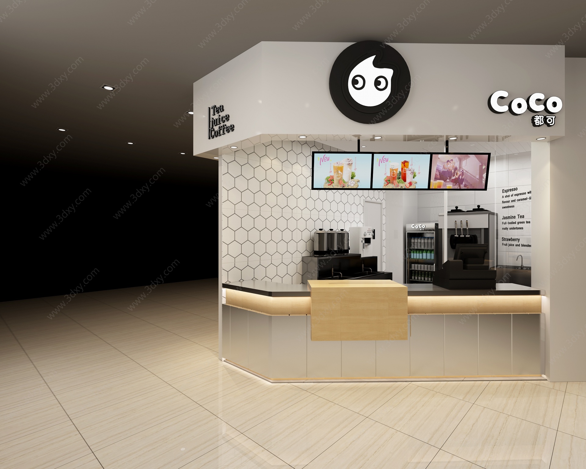 coco奶茶店前台3D模型