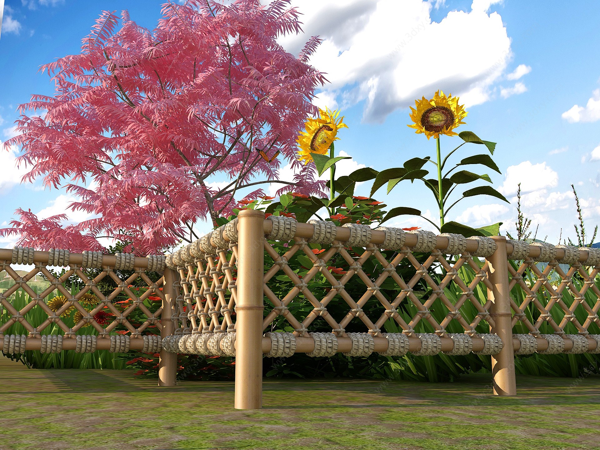 新中式农村牧场护栏3D模型