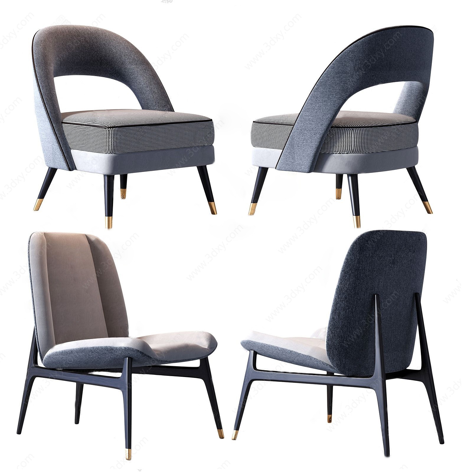 现代轻奢椅子组合3D模型