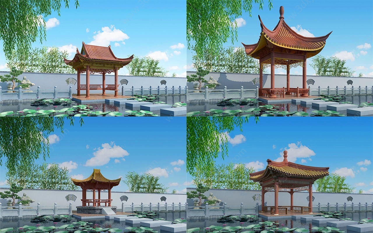 中式古建水榭3D模型