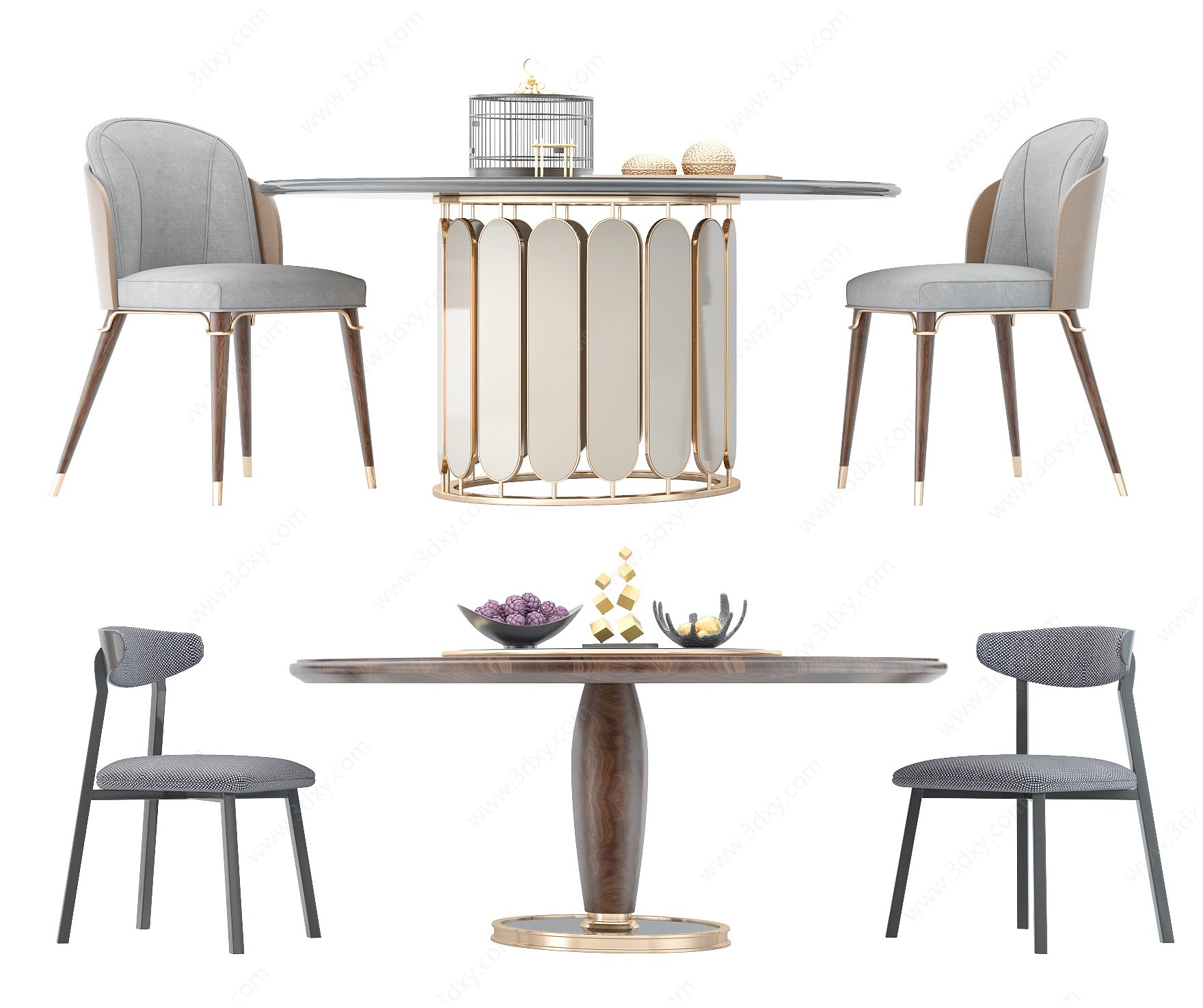 新古典餐厅桌椅餐桌椅3D模型