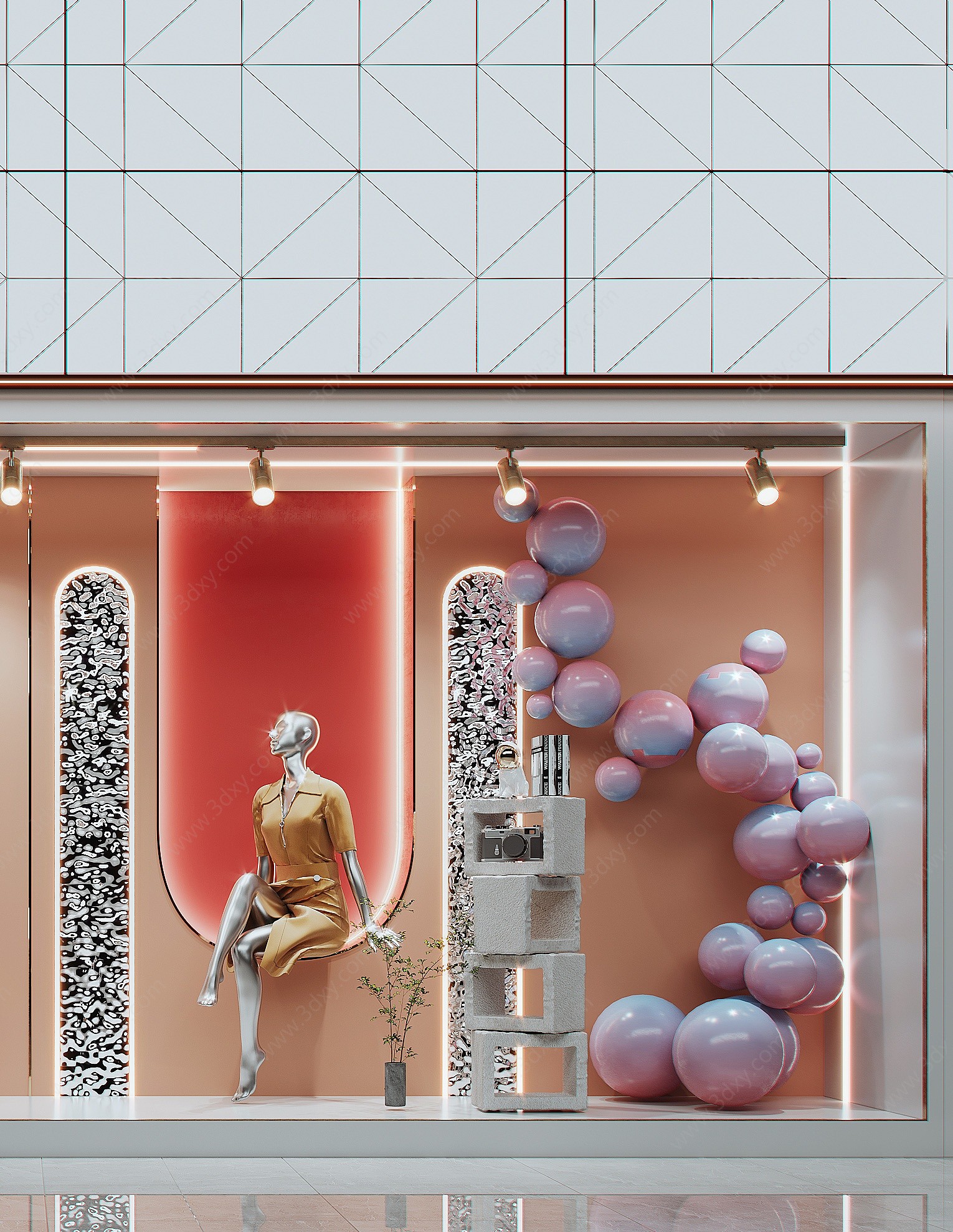 现代服装店橱窗3D模型