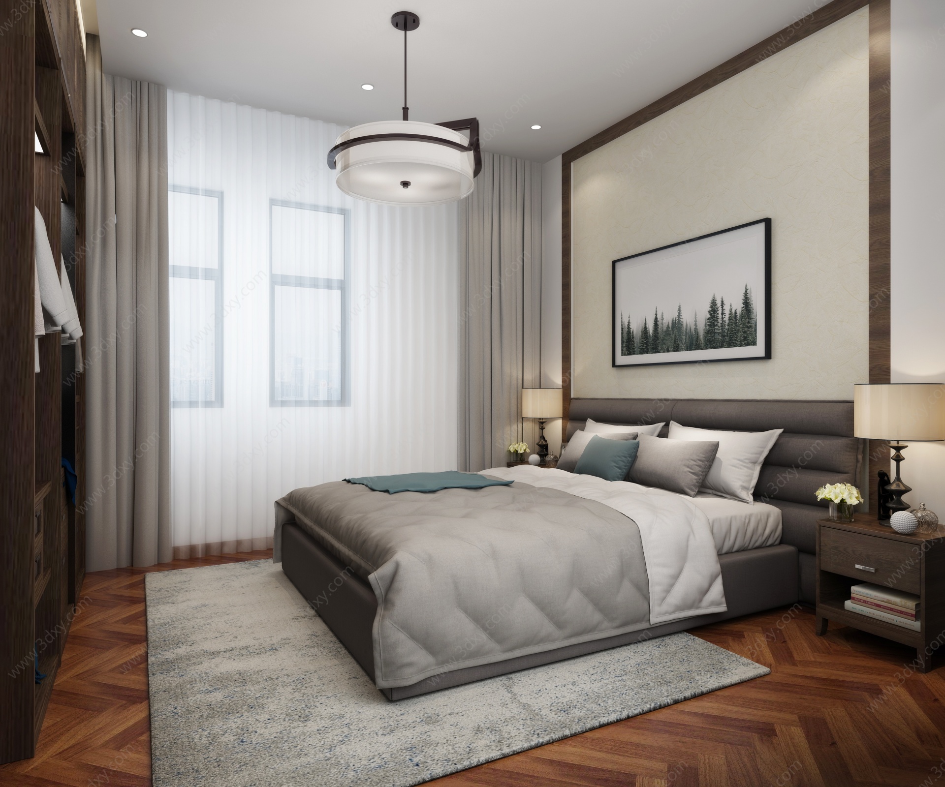 新中式卧室衣柜3D模型