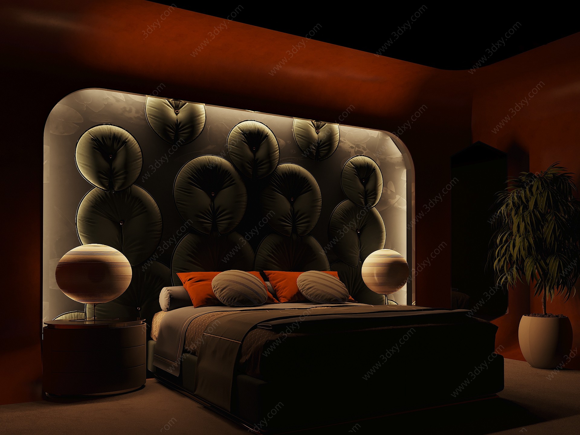 后现代主题酒店卧室3D模型