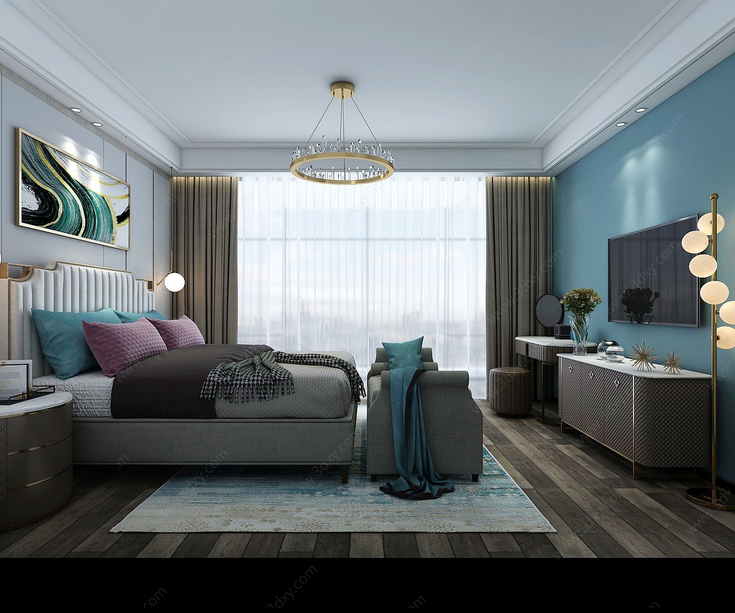 现代风格次卧室3D模型