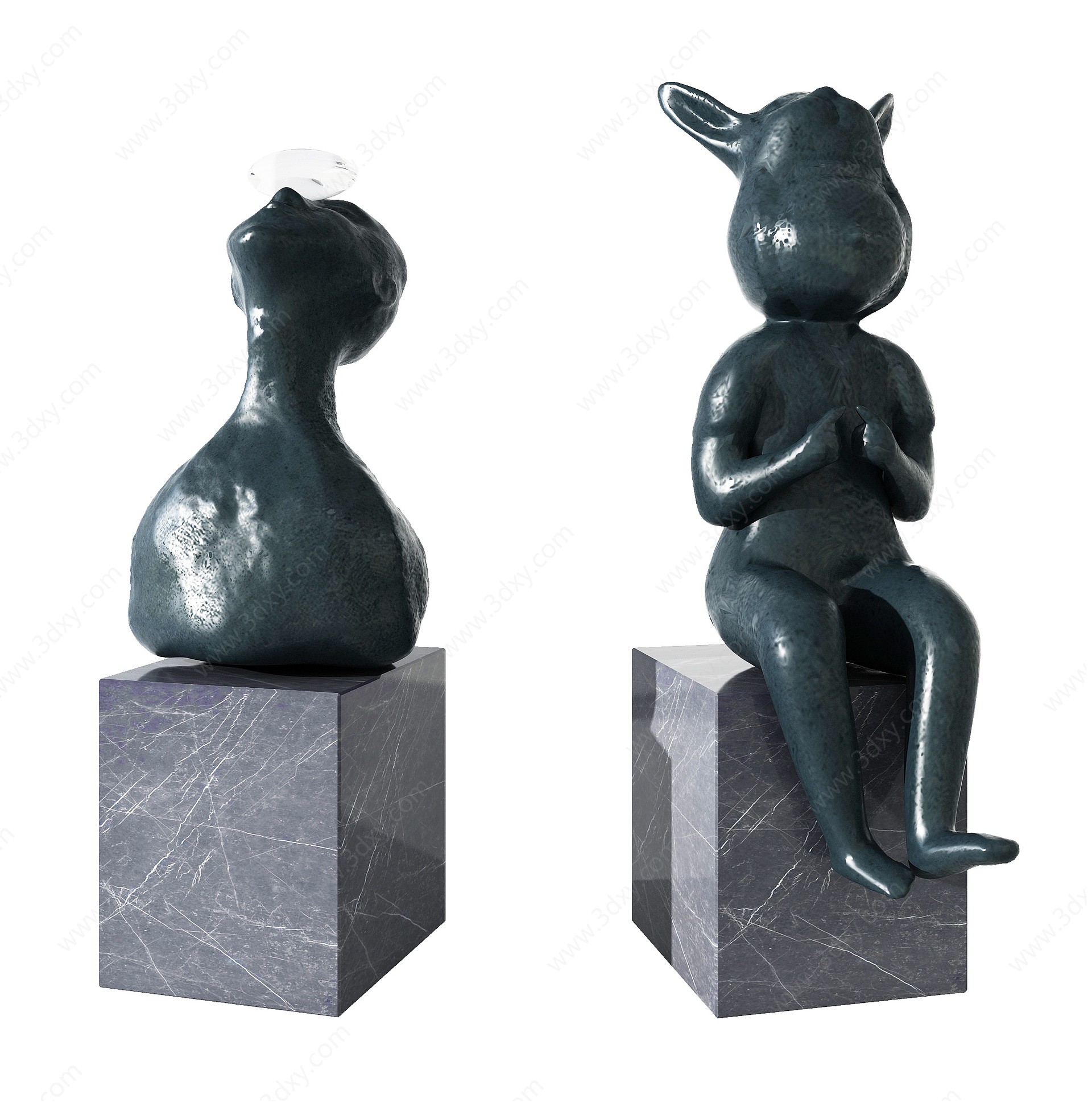 现代雕塑摆件组合3D模型