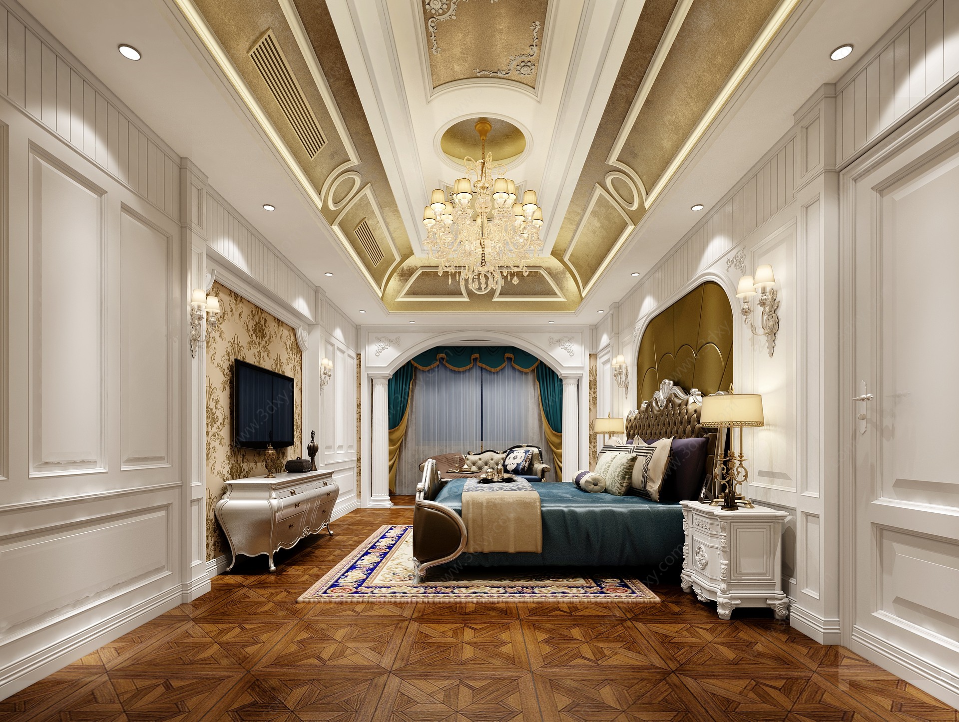 欧式古典欧式卧室休闲区3D模型