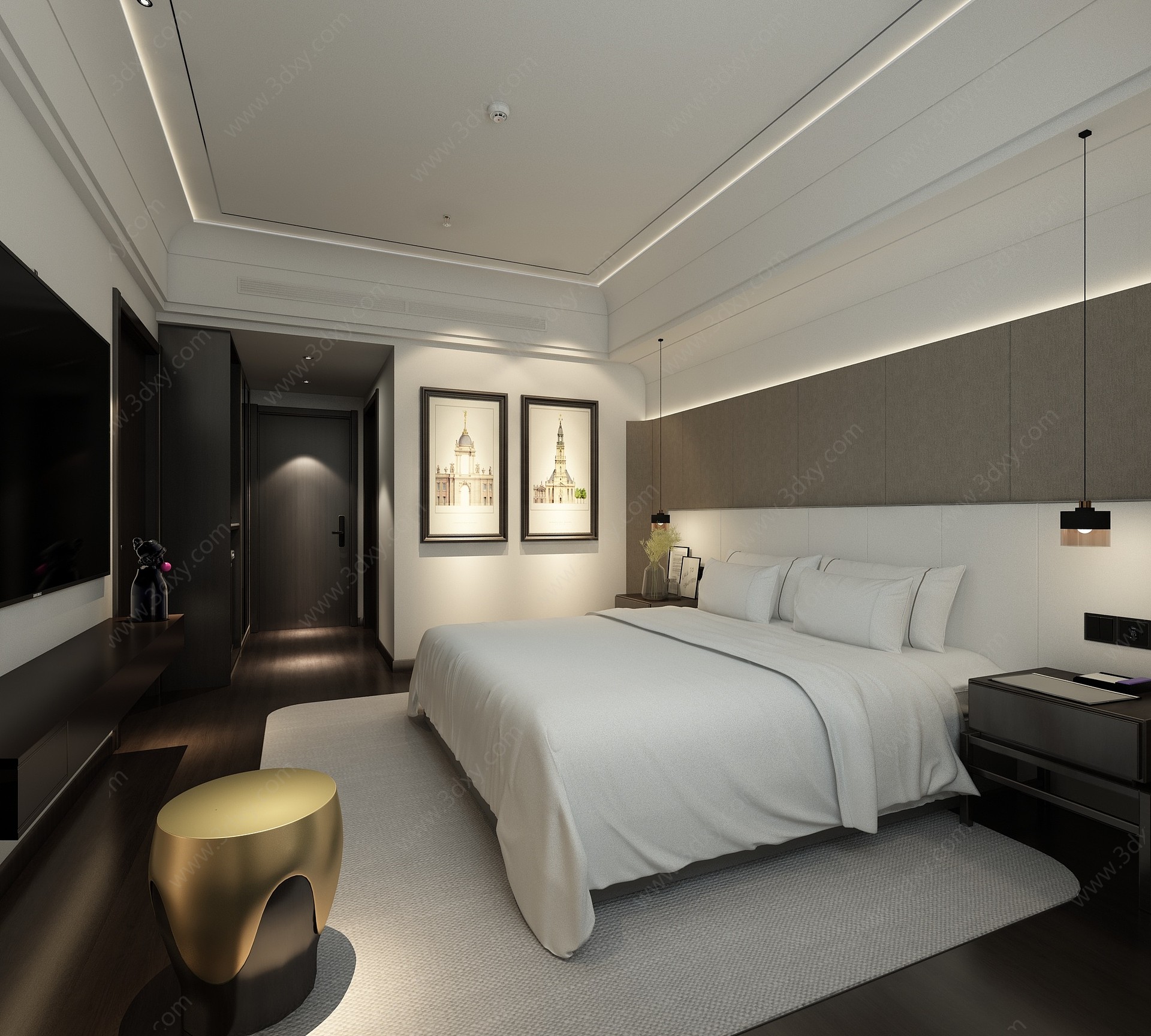 现代酒店客房套间3D模型