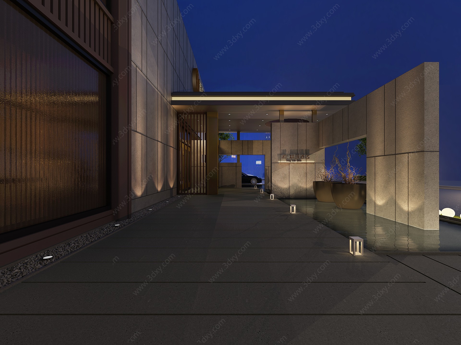 现代精品酒店外立面3D模型