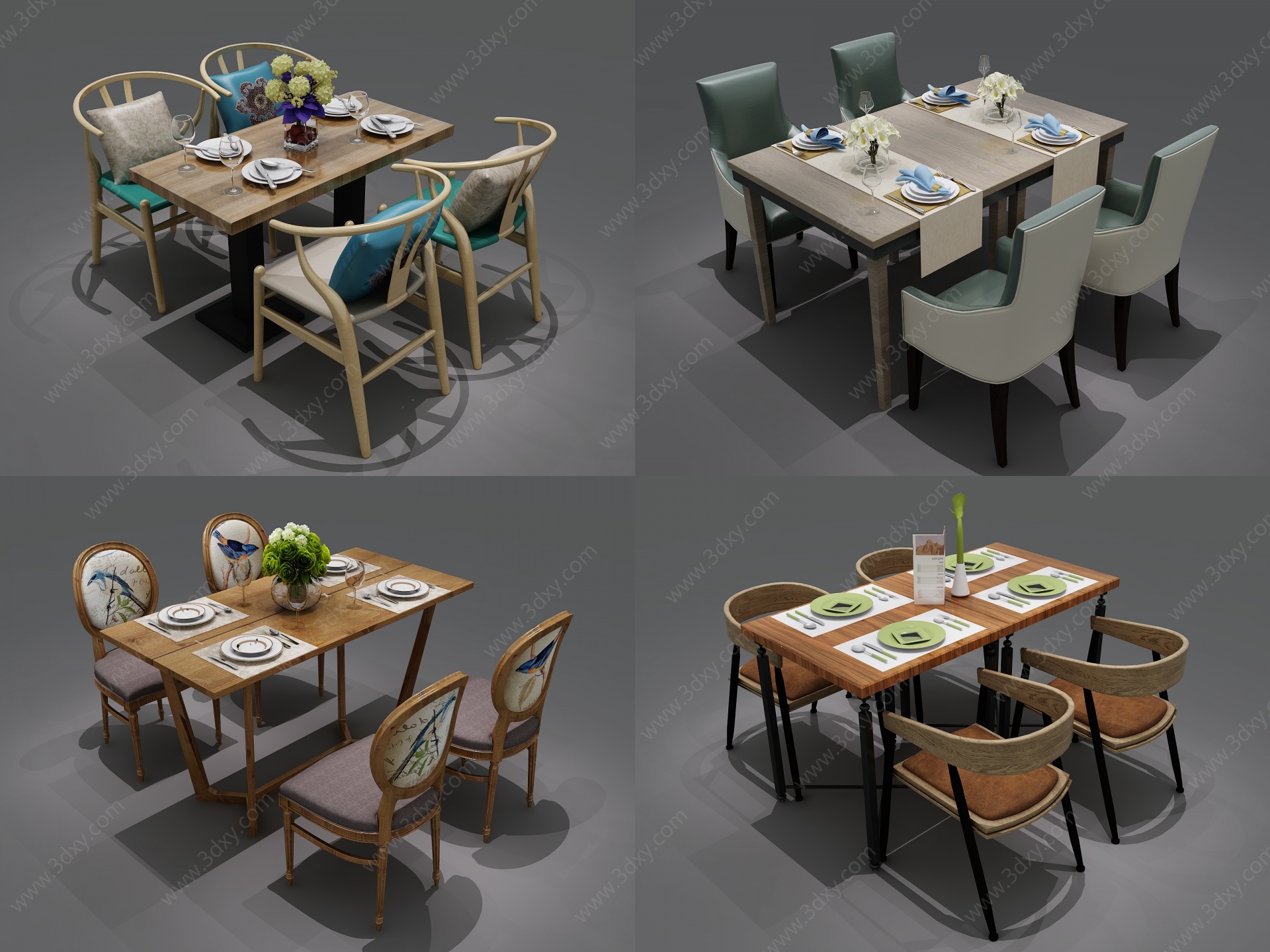北欧餐桌椅组合3D模型