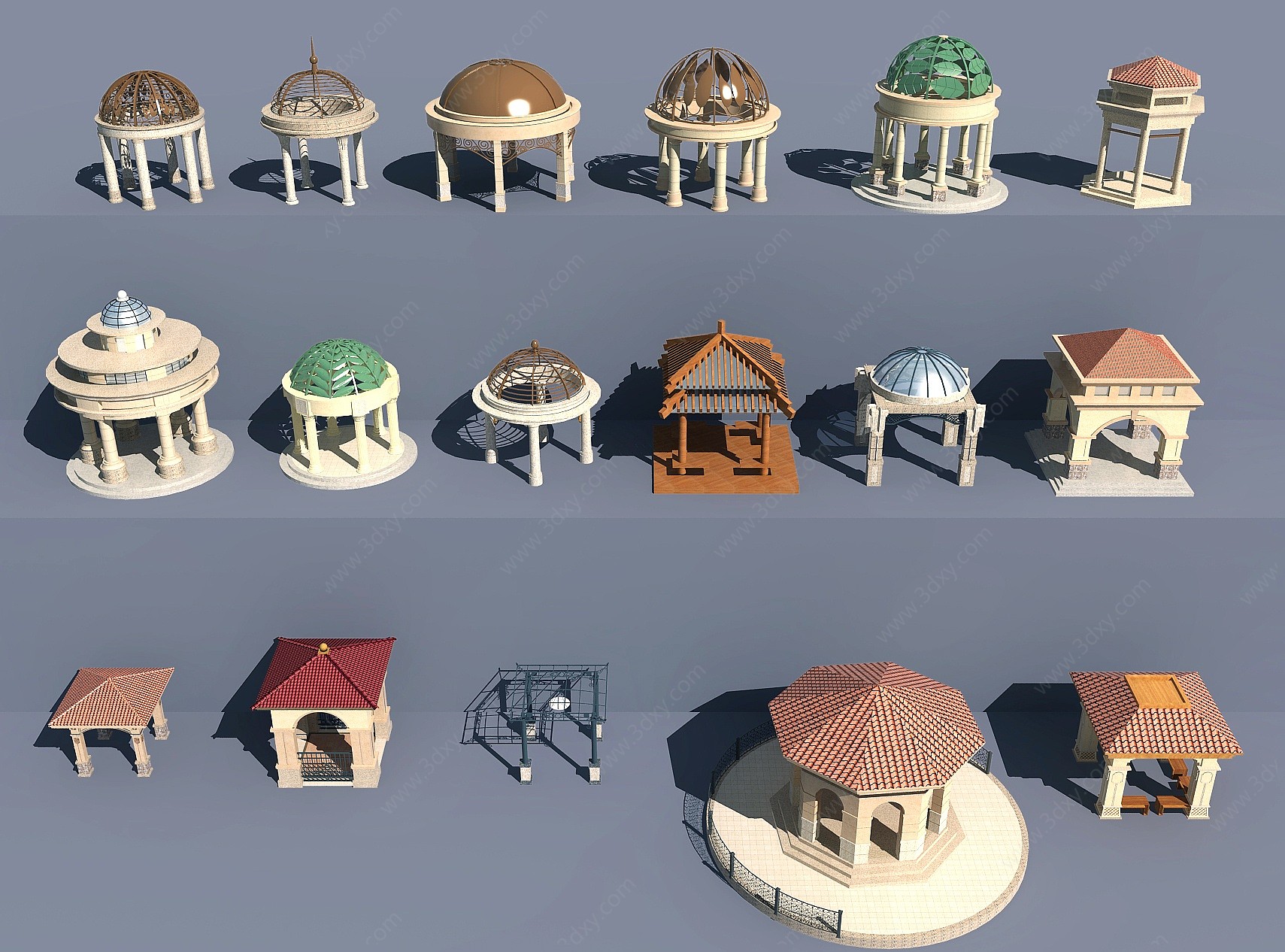 凉亭中式景观古建亭子3D模型