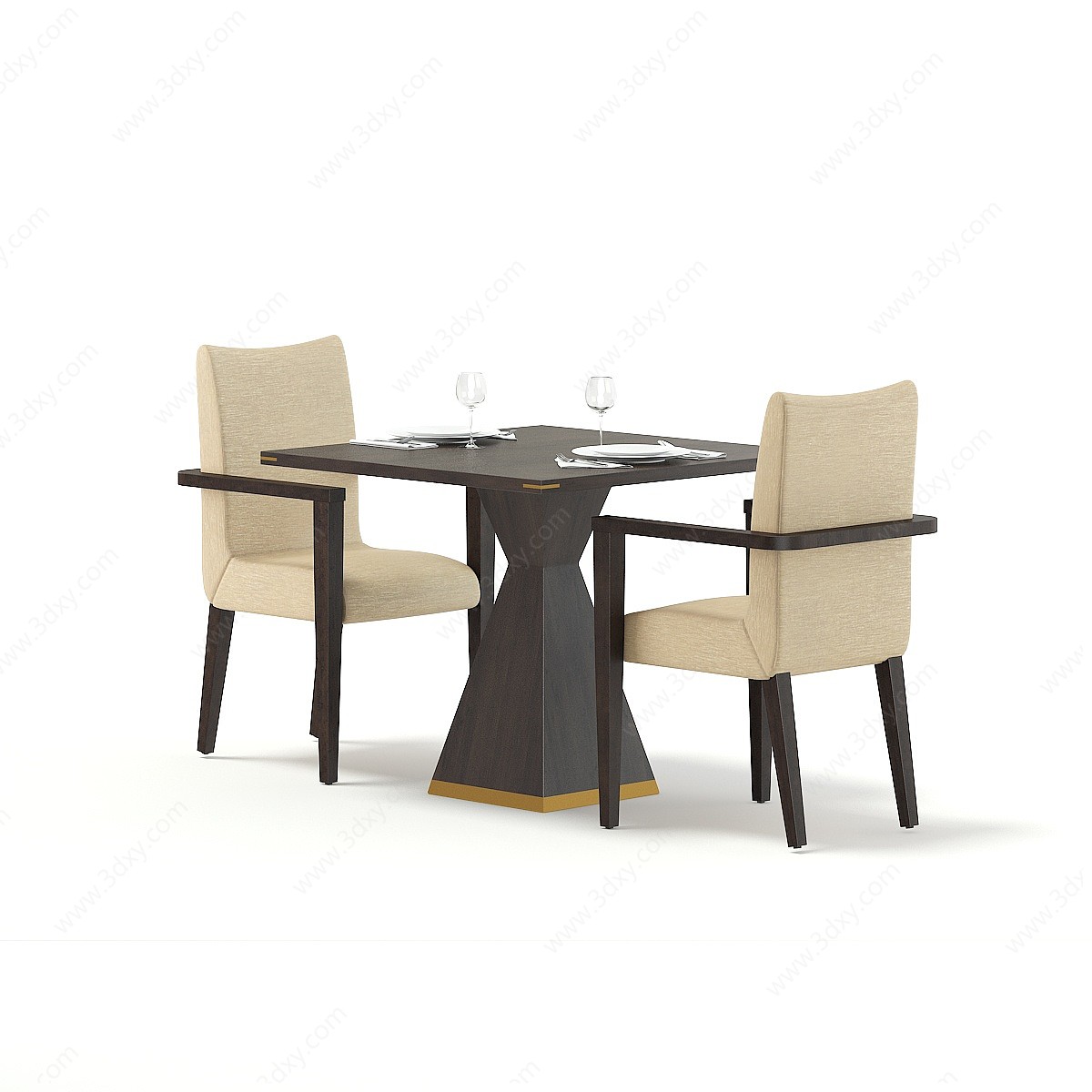 新古典餐桌椅组合3D模型