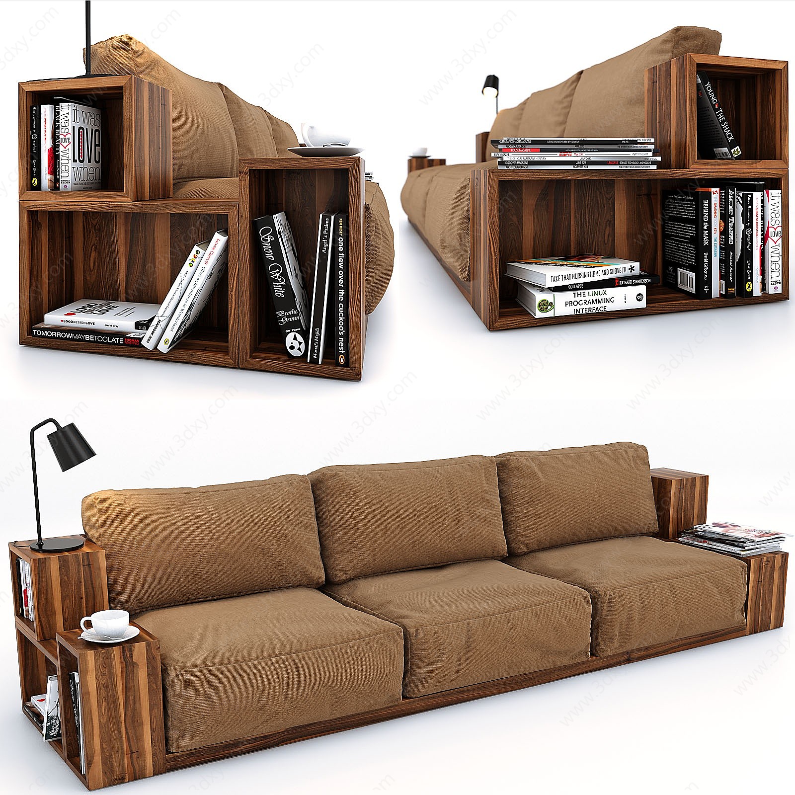 现代书架沙发3D模型