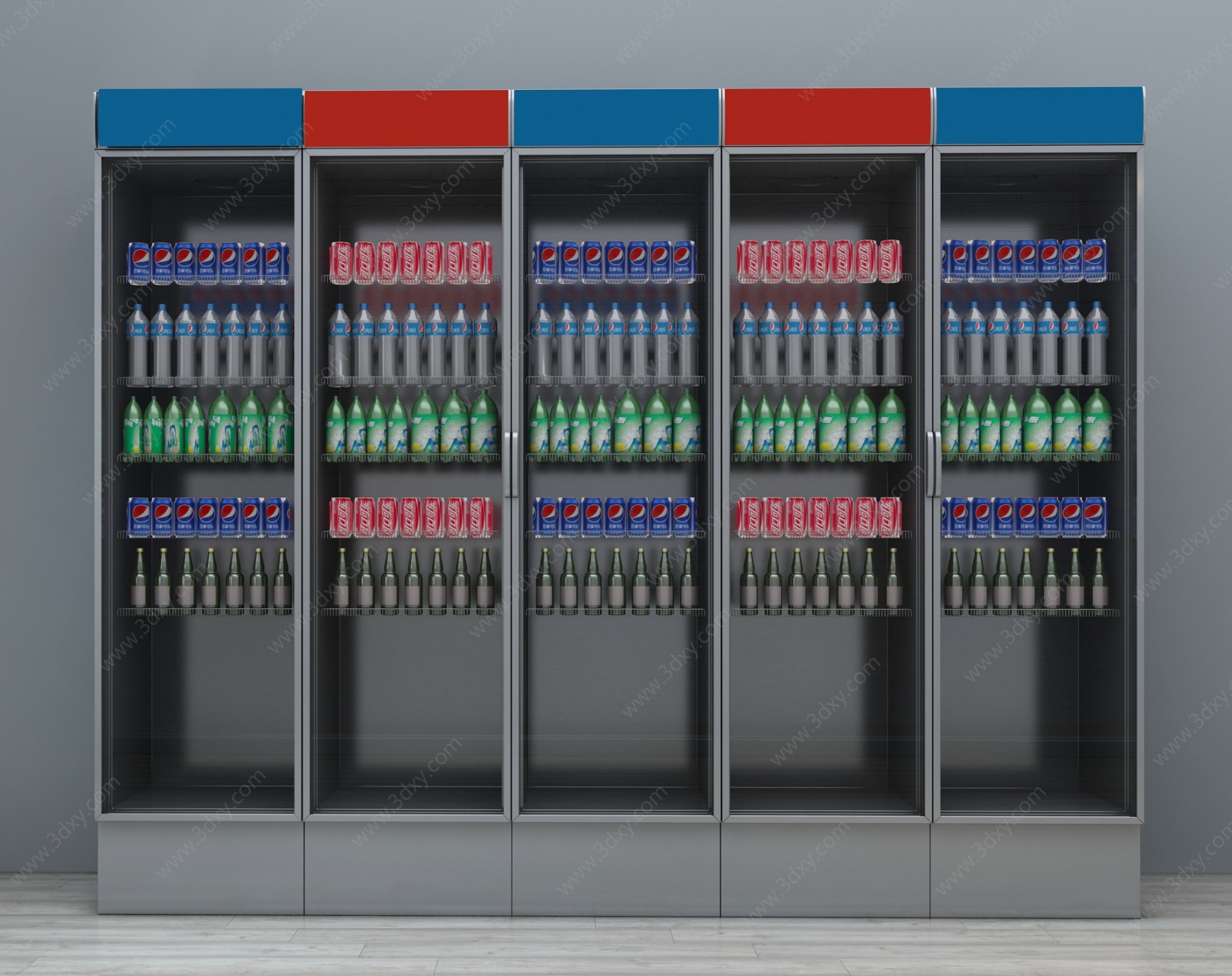 现代商场冰箱冰柜饮料柜3D模型