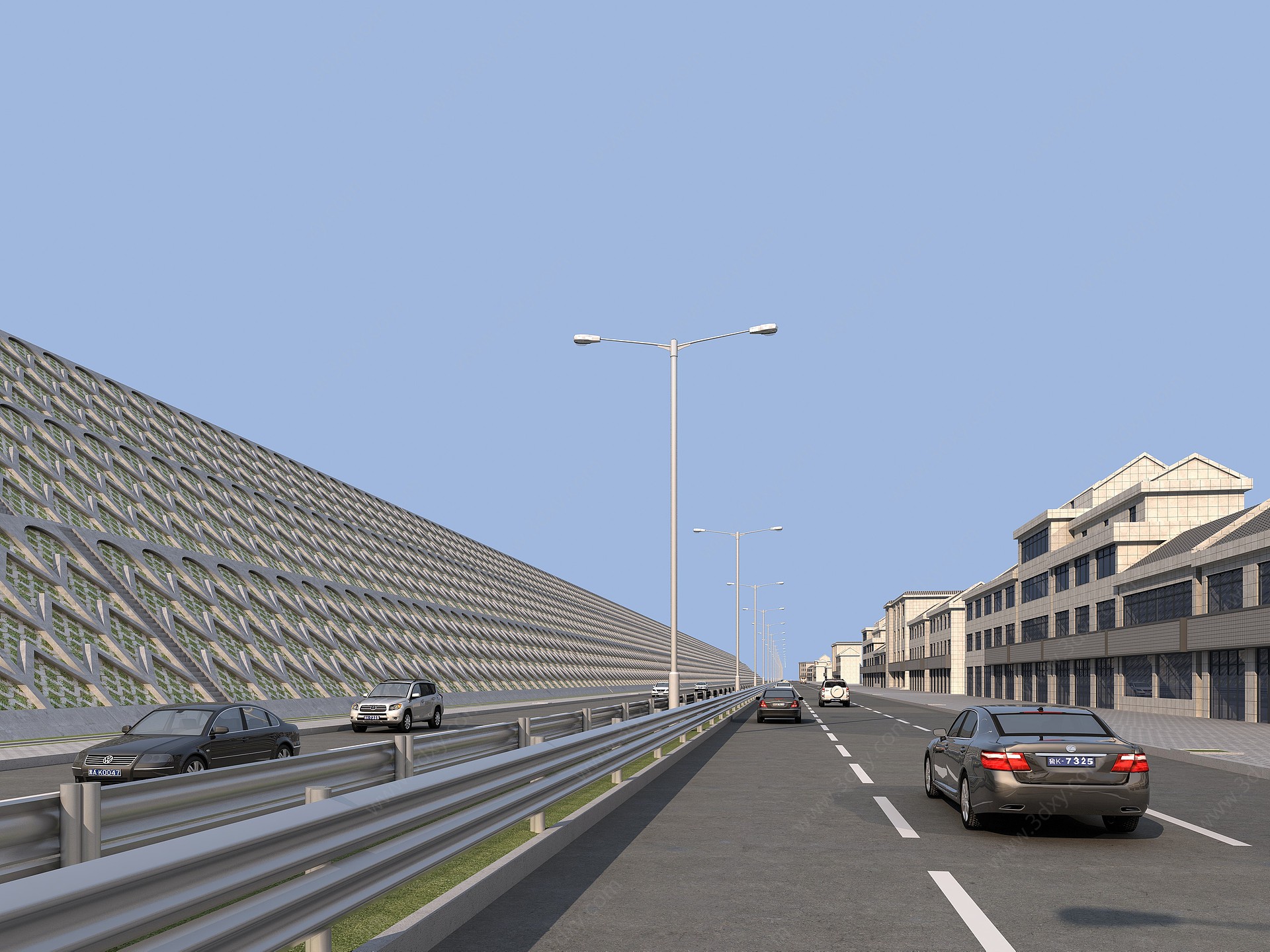 现代道路设施3D模型
