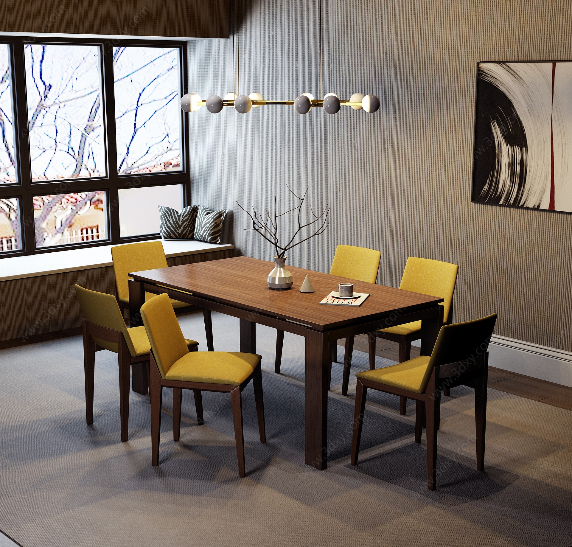 北欧餐厅餐桌椅3D模型