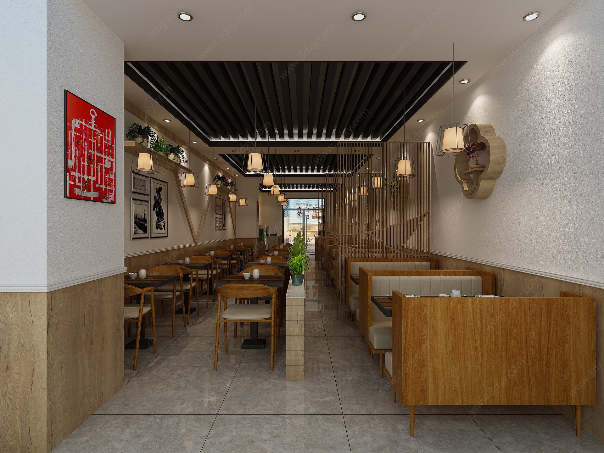 新中式湘菜馆餐饮店3D模型