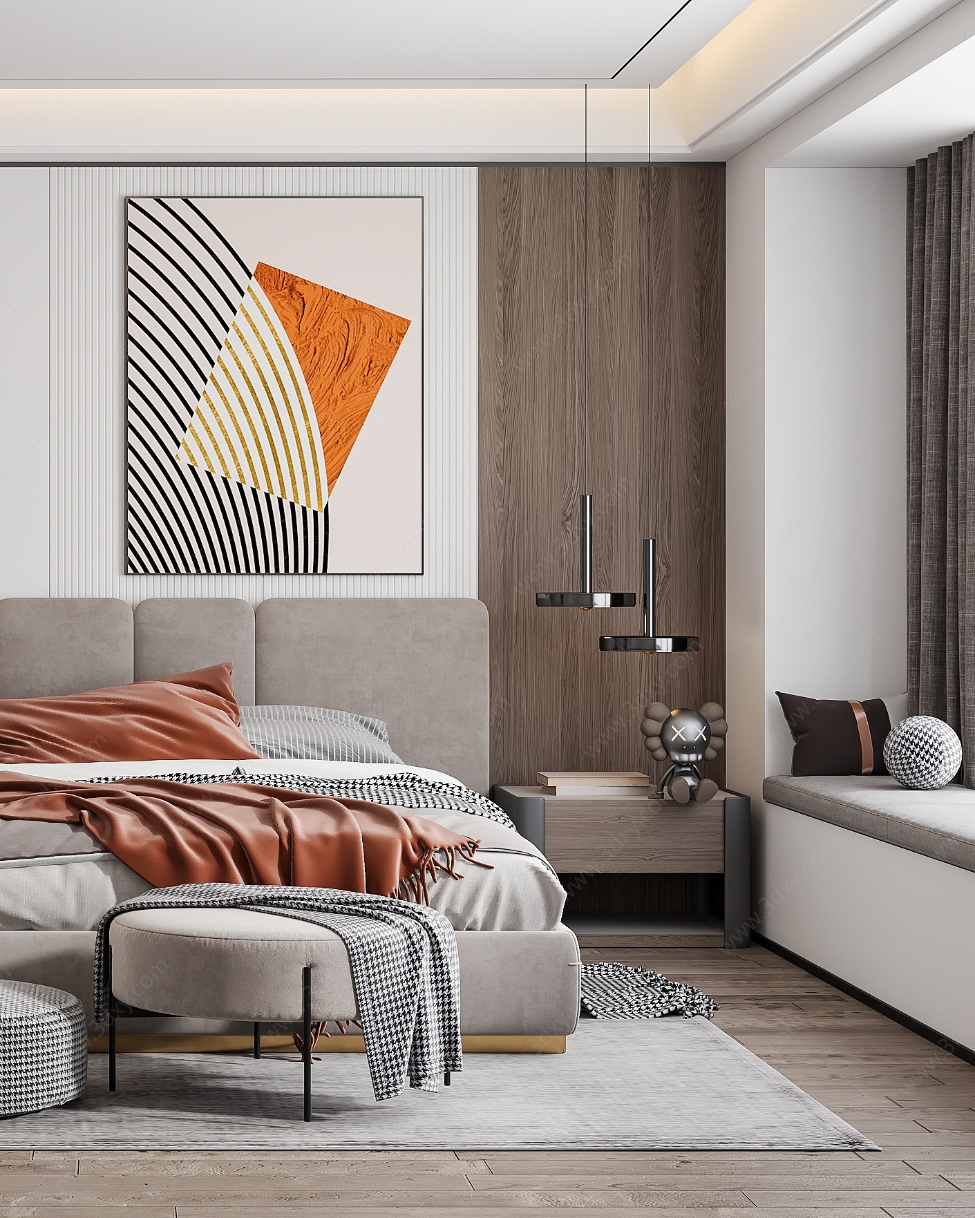 现代家居卧室房间3D模型