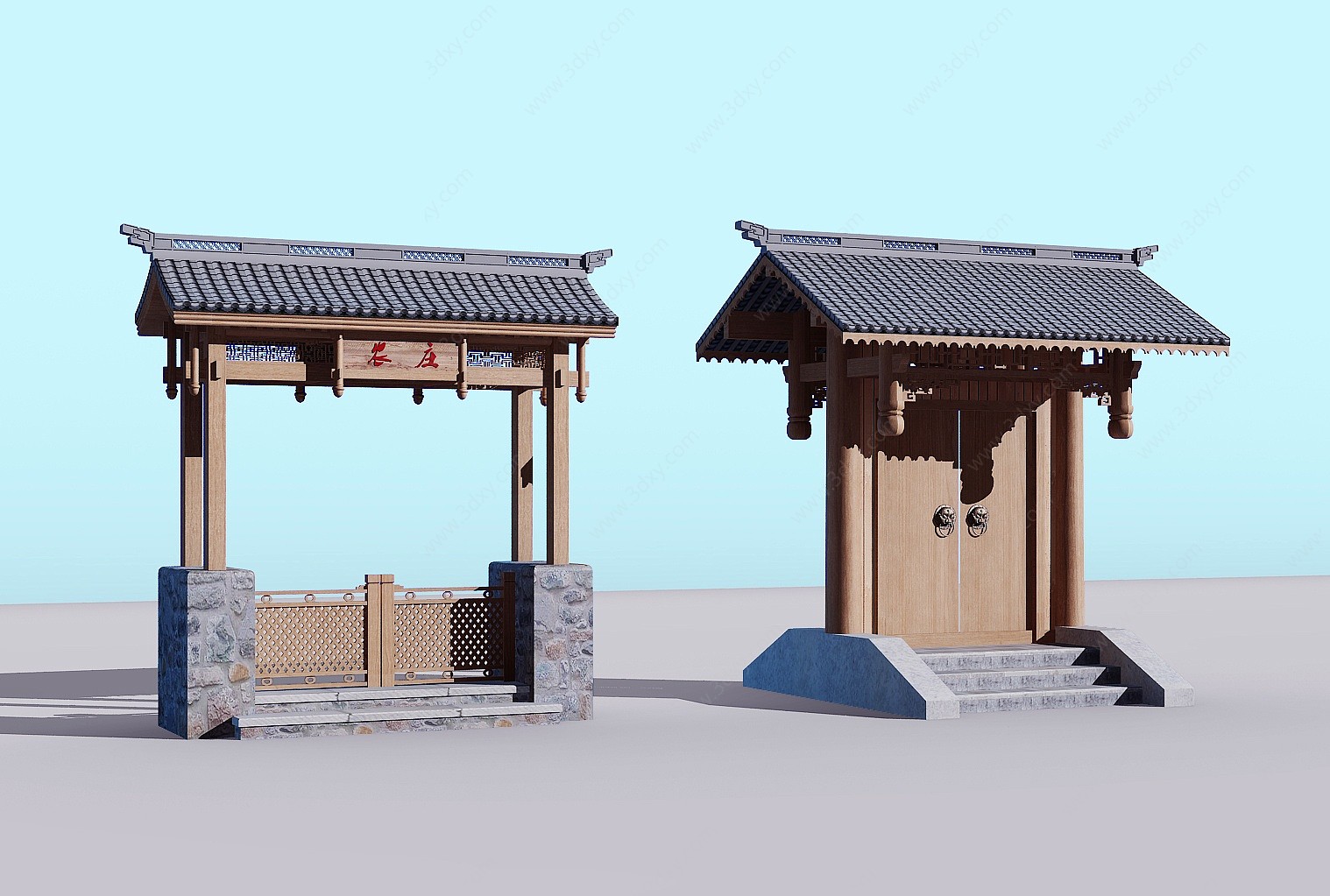 中式古典大门门楼3D模型