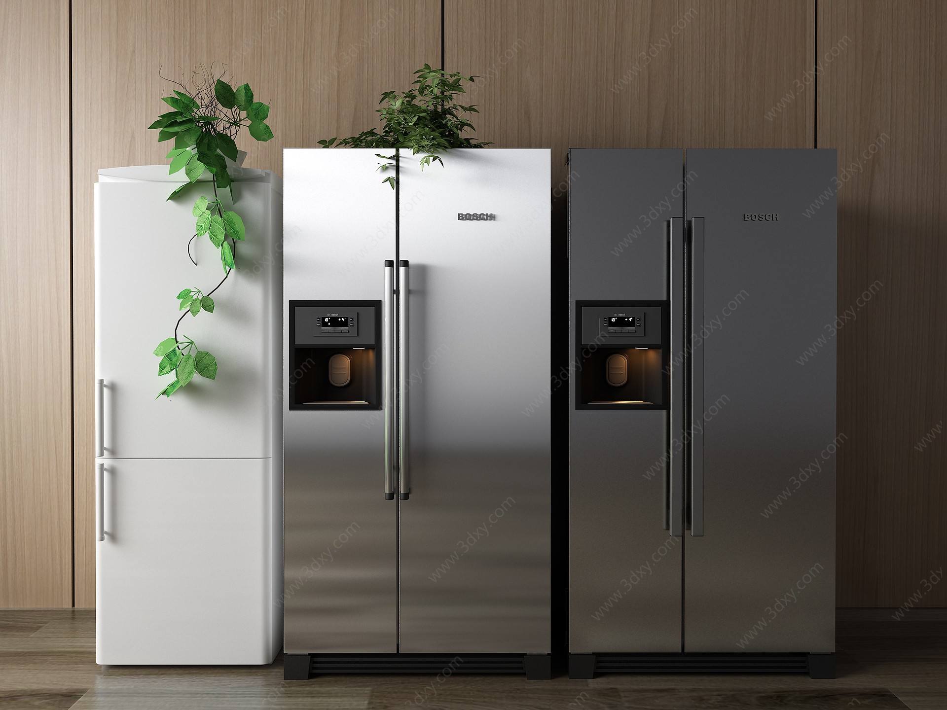 现代家用电器冰箱冰柜3D模型