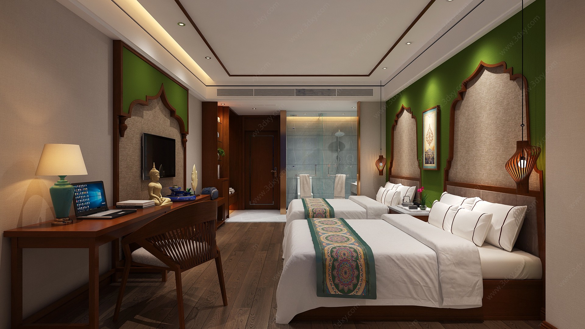 东南亚酒店主题客房3D模型