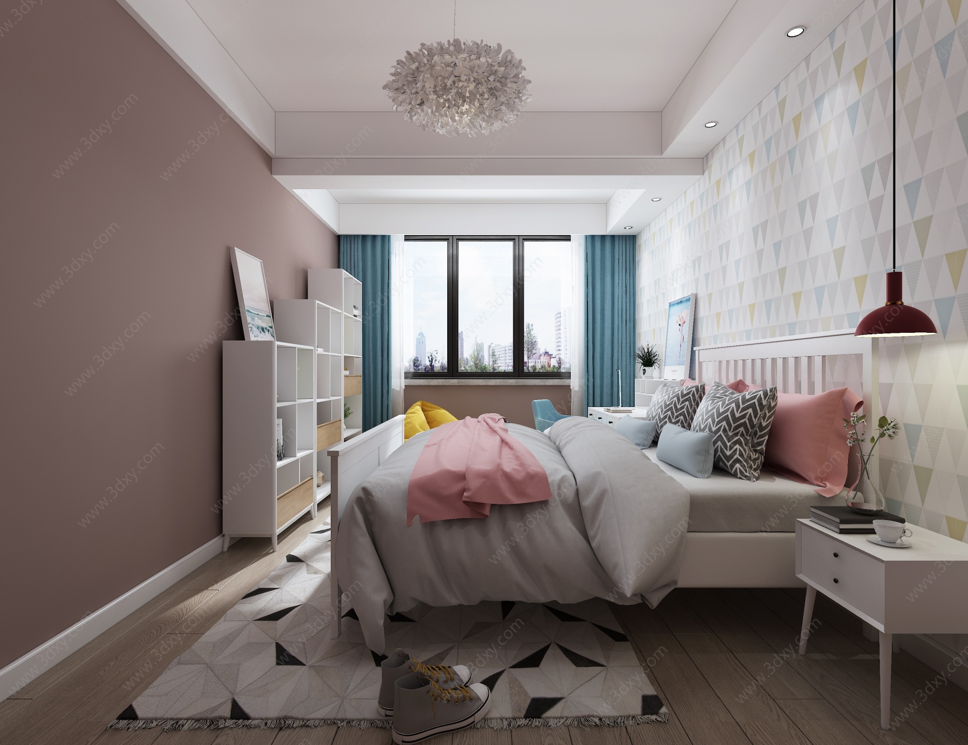 北欧女孩房儿童房床具3D模型