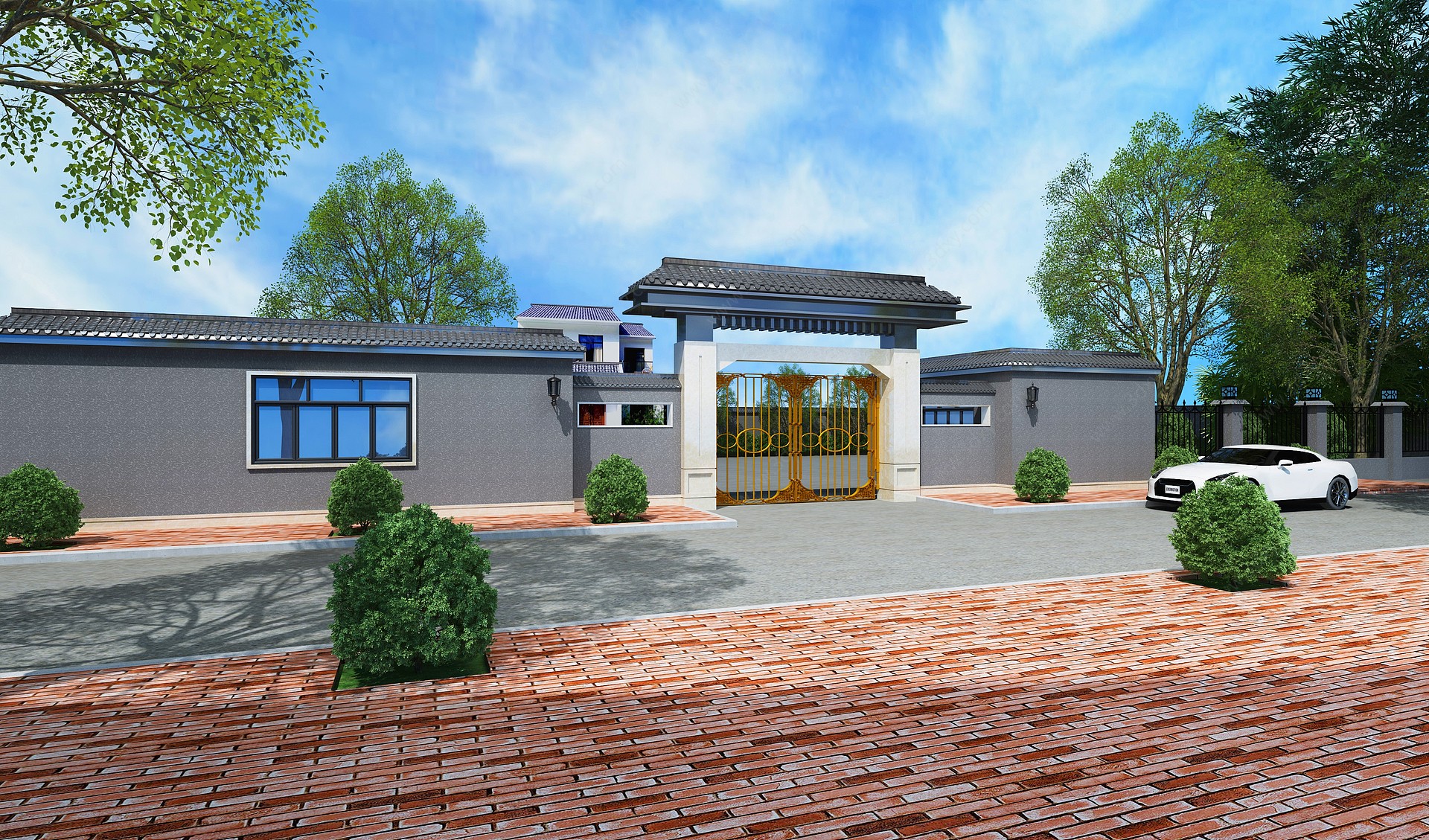 新中式庭院门头3D模型
